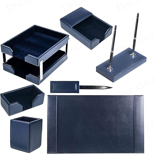 Vista 79 de Dacasso DF-5001 - Juego de escritorio de cuero de 6 piezas, color azul marino, 30 x 18 x 4, DF-5001