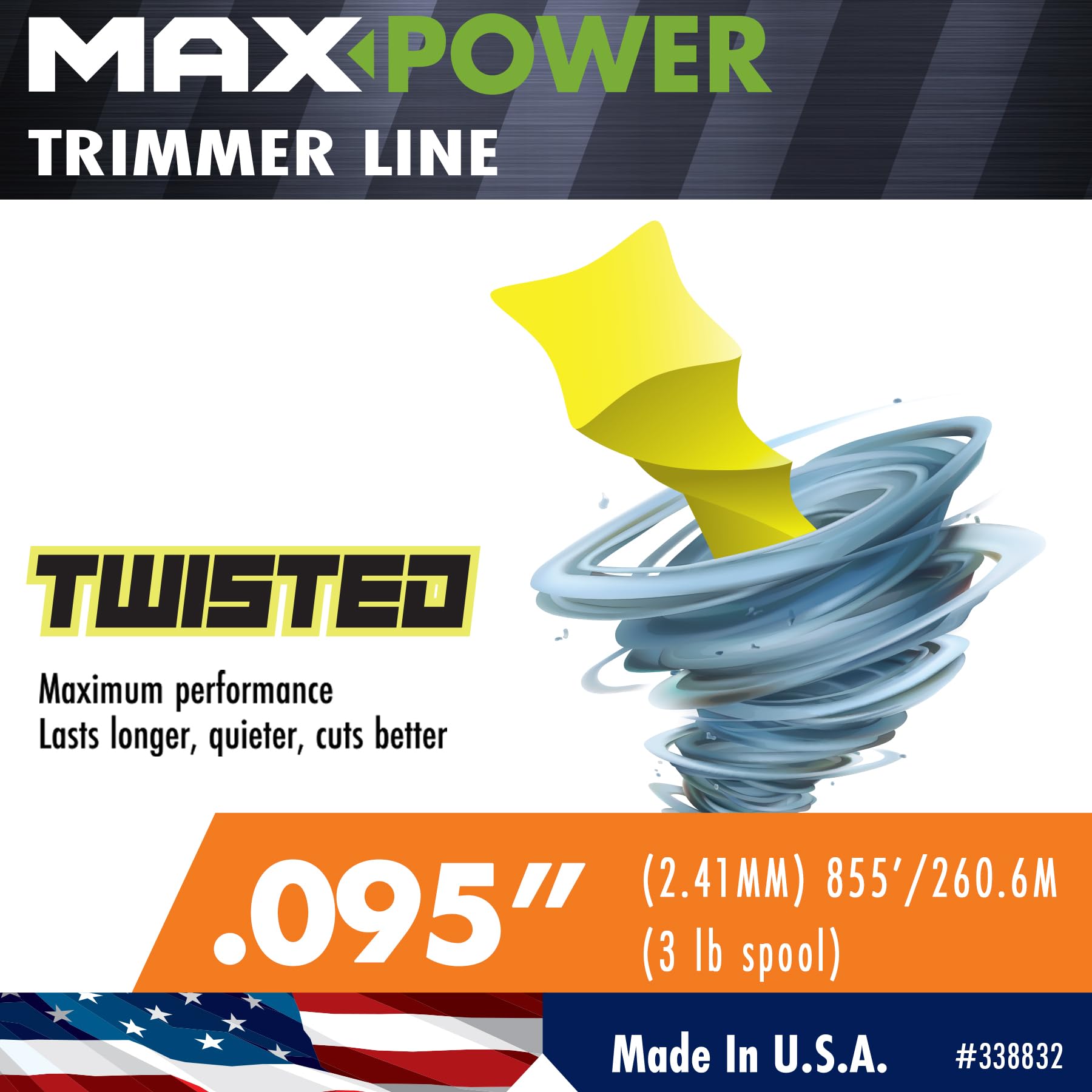 MAXPOWER 338832 0,2 cm di Diametro x 855 m di Lunghezza, Bobina da 1,4 kg, Giallo