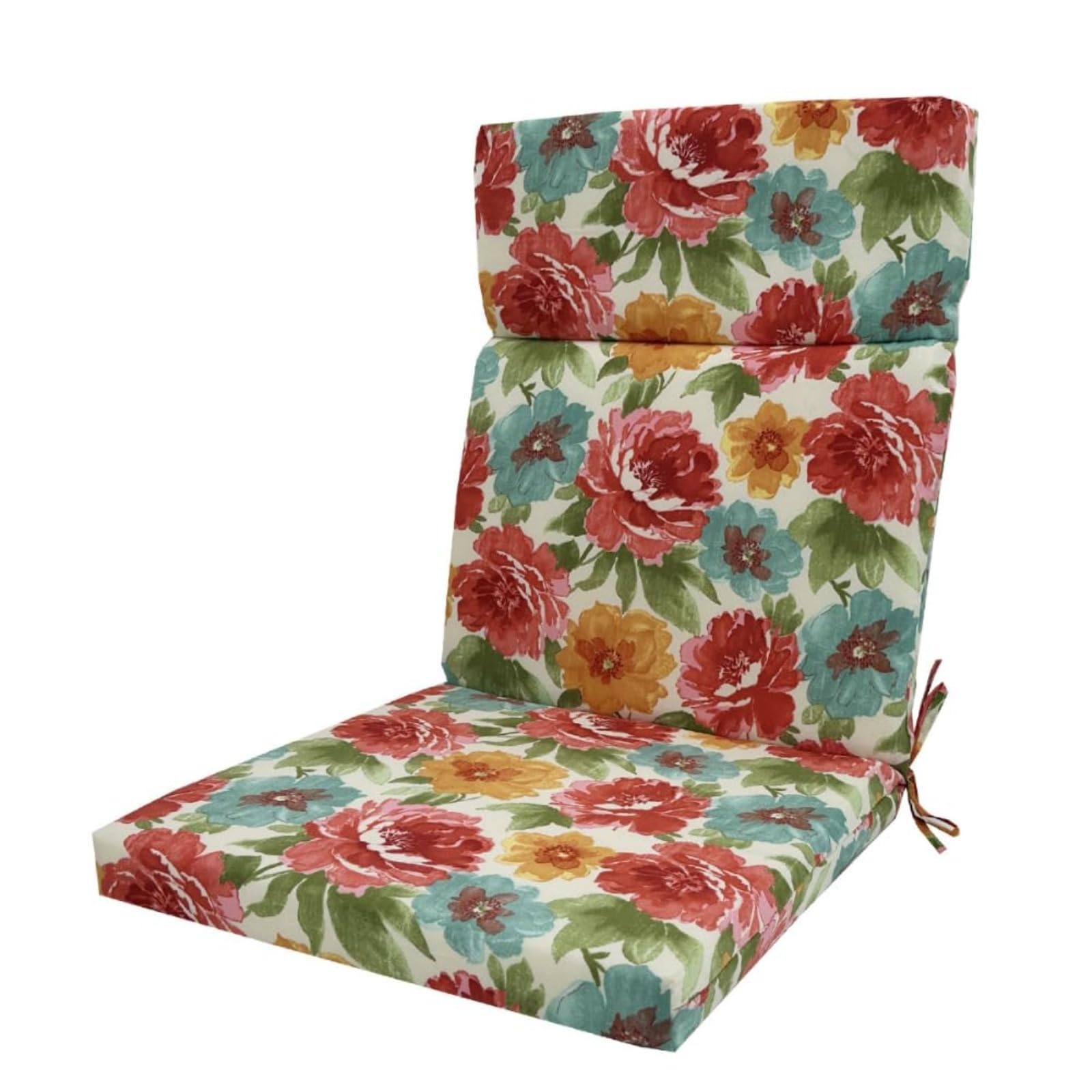 High Back Garden Chair Cushions, Waterproof Backrest Seat Cushions for Indoor Outdoor, Rattan Garden Furniture, Rocking Chair, Sun Lounger, Recliner, Bench, Patio (1,Rose Florals,45 ×107 × 3cm)