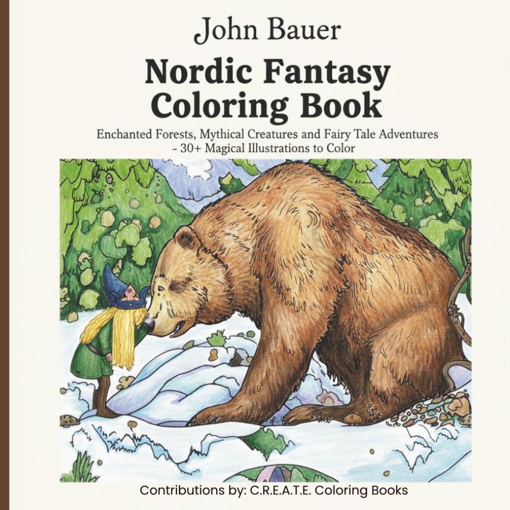 John Bauer Nordic Fantasy Coloring Book: Enchanted Forests, Mythical Creatures and Fairy Tale Adventures - 30+ Magical Illustrations to Color