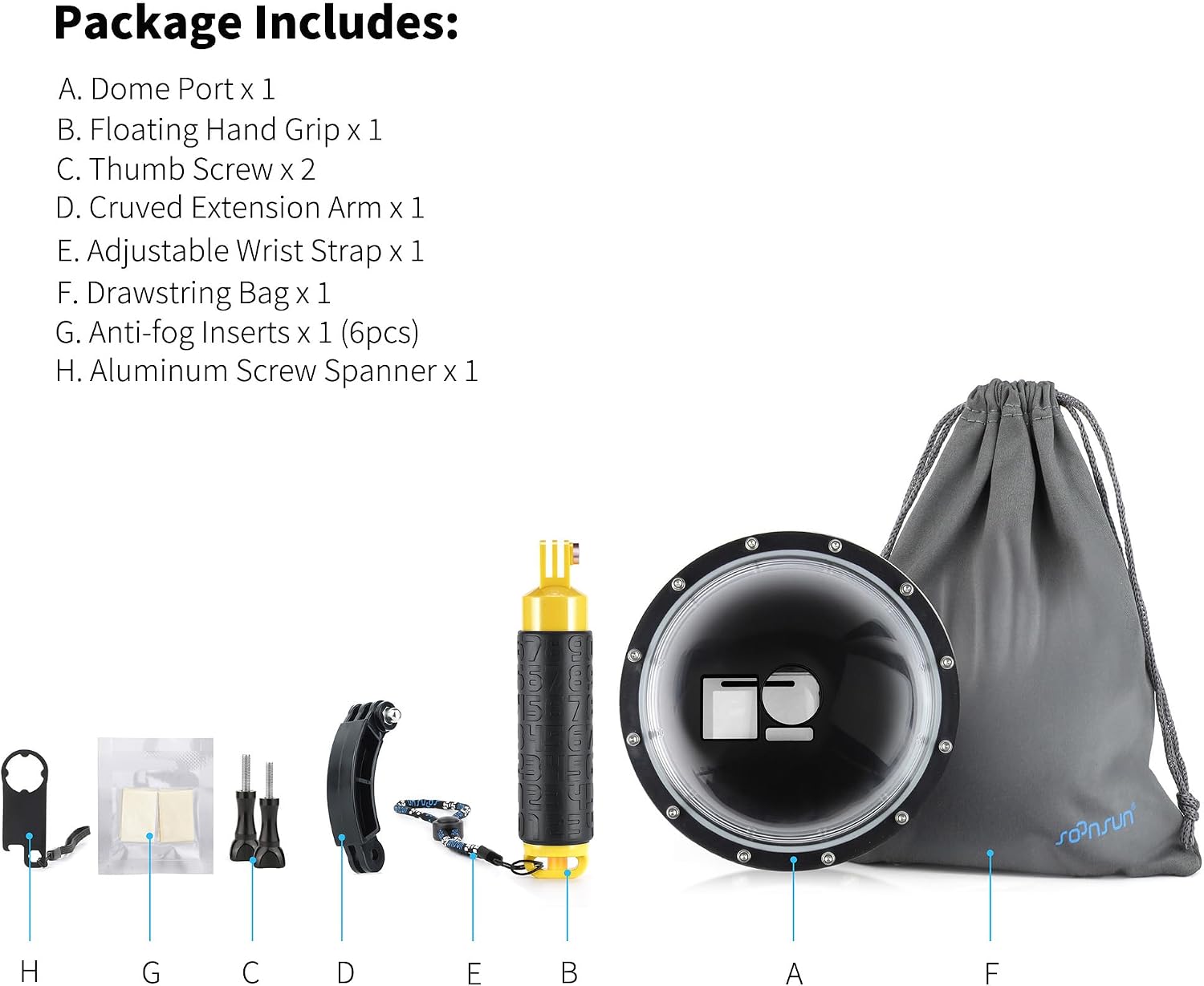 SOONSUN 147FT Underwater Dome Port for DJI Osmo Action 5 Pro, Action 4/3