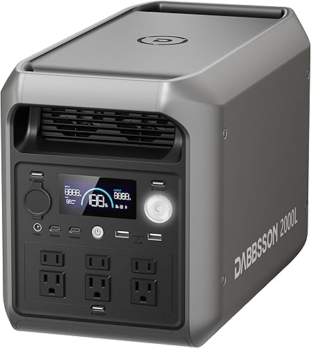 DABBSSON Generador solar de 2000L (nuevo 2025), LiFePO4 semisólido de 2048 Wh, salida de CA de 2200 W × 6, P-Boost 3300 W, compacto y ligero, 1.3