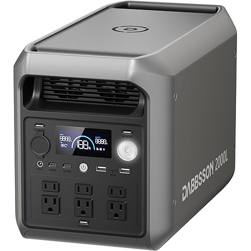 DABBSSON 2048Wh Portable Power Station, Safe Semi-Solid LiFePO4, 3300W Power Boost, 2200W AC Output ×6, 41lb,Compact & Lightweight, 1.3X Runtime, 2000L Solar Generator for Camping/Home/RV