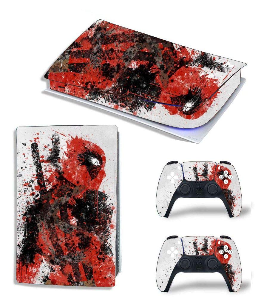 ELTON PS5 Skin Protective Wrap Cover Vinyl Sticker Decals for PlayStation 5 Disk Version Console and Two Dual Sense 5 Sticker Skins Black PS5 Skin Console and Controller design161 [video game])Deadpool - Red & White) (B08YWBMD53) Amazon Price History, Amazon Price Tracker