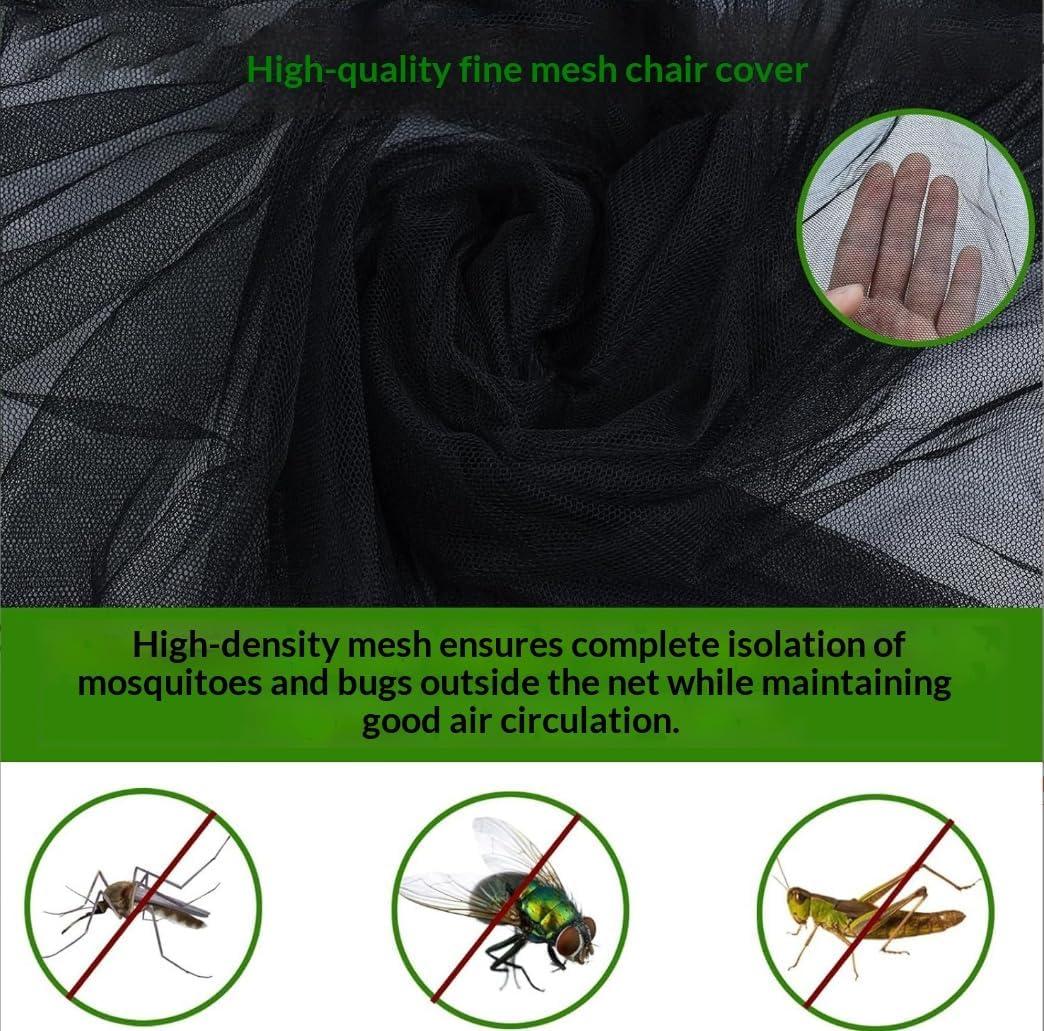 Pop Up Mosquito Net for Canopy Chair & Patio Swing, Zippered Bug Screen Mesh Tent Enclosure with Sunshade Roof, Outdoor Netting for Camping & Fishing, Olive Drab, 185x125x205CM (Chair Not Included)