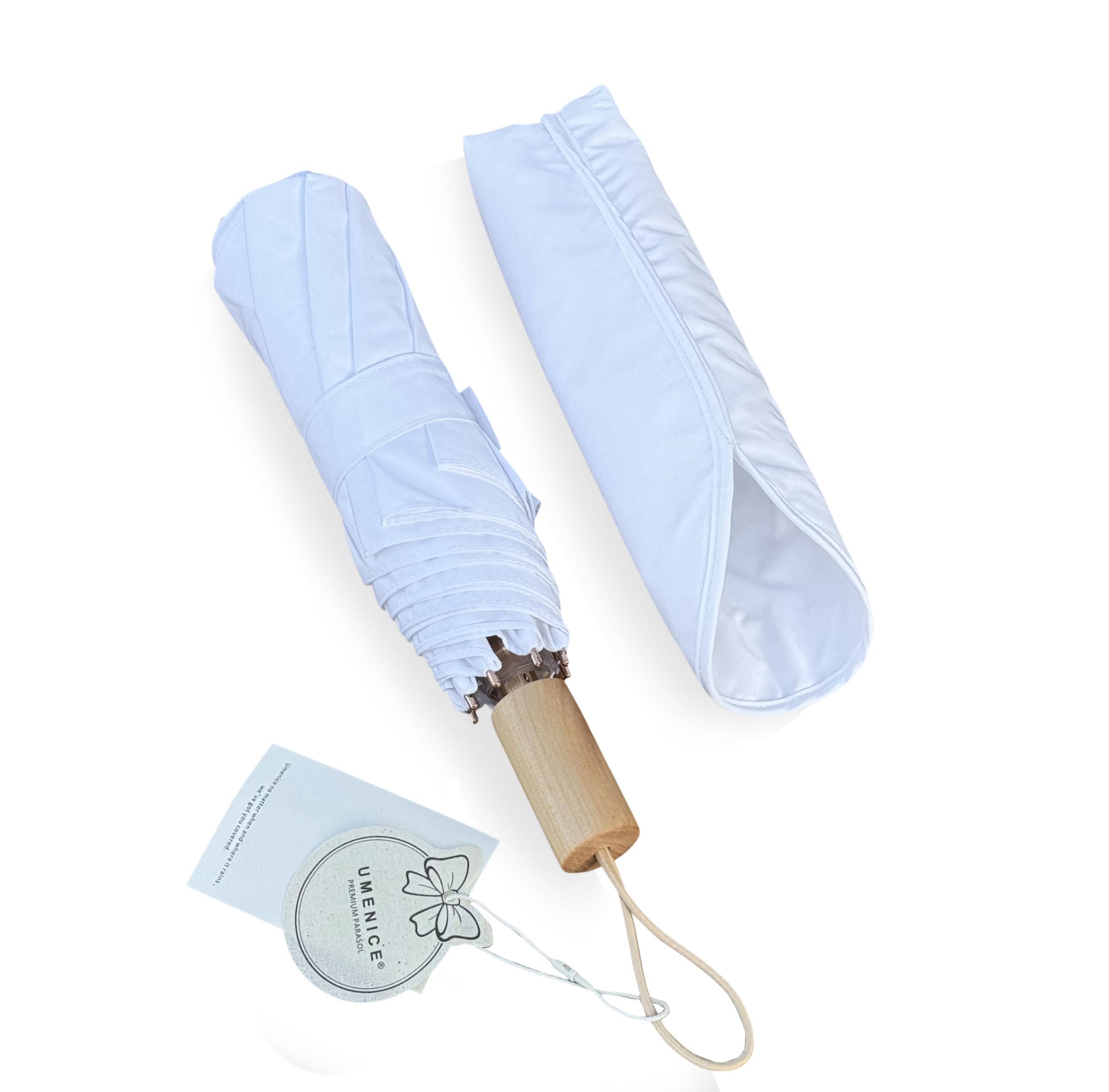 umenice White Wedding Umbrella, Foldable, Waterproof, Windproof, Golden Color Shaft, Frame, Pongee Fabric, Aluminum Shaft, Frame, Fiberglass Ribs,