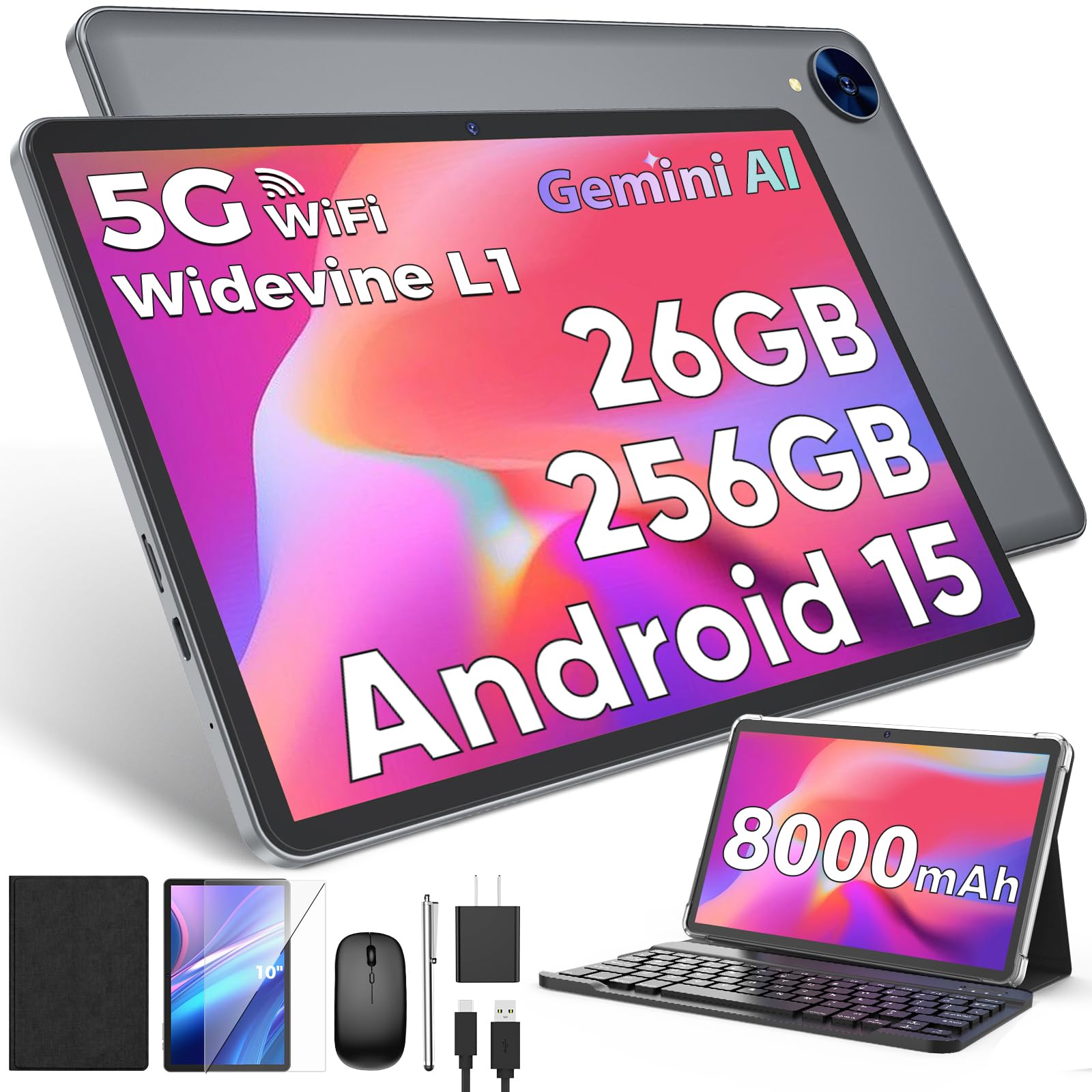 タブレットPC Android&Windows Amazon.com : Android 15 Tablet with Keyboard, 26GB RAM, 256GB ROM