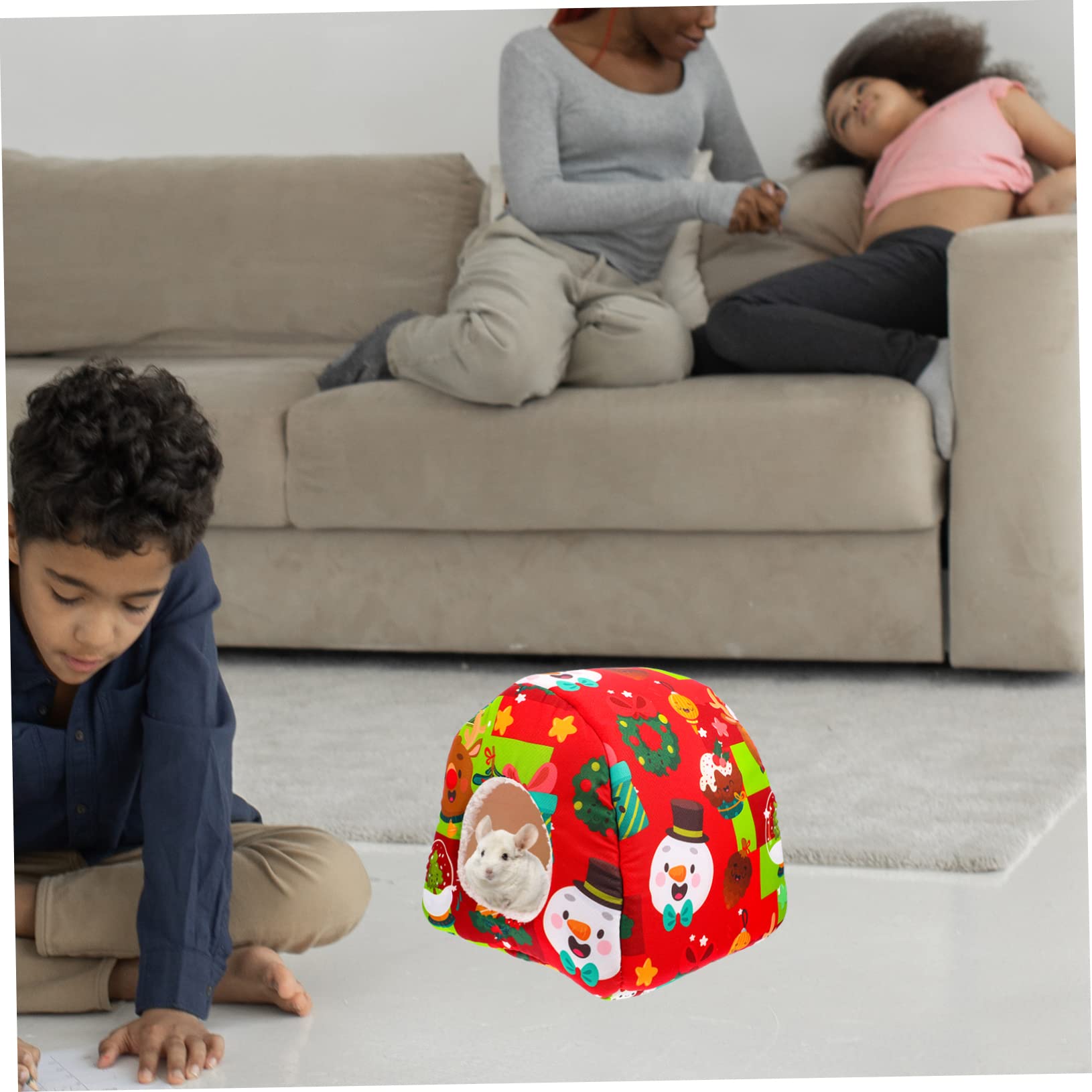 VANZACK 4piezas Aislante para Hámster y Roedores Cama De Invierno Acogedora y Cálida Refugio De Esponja para Hamsters y Diseño Adorable Jaula