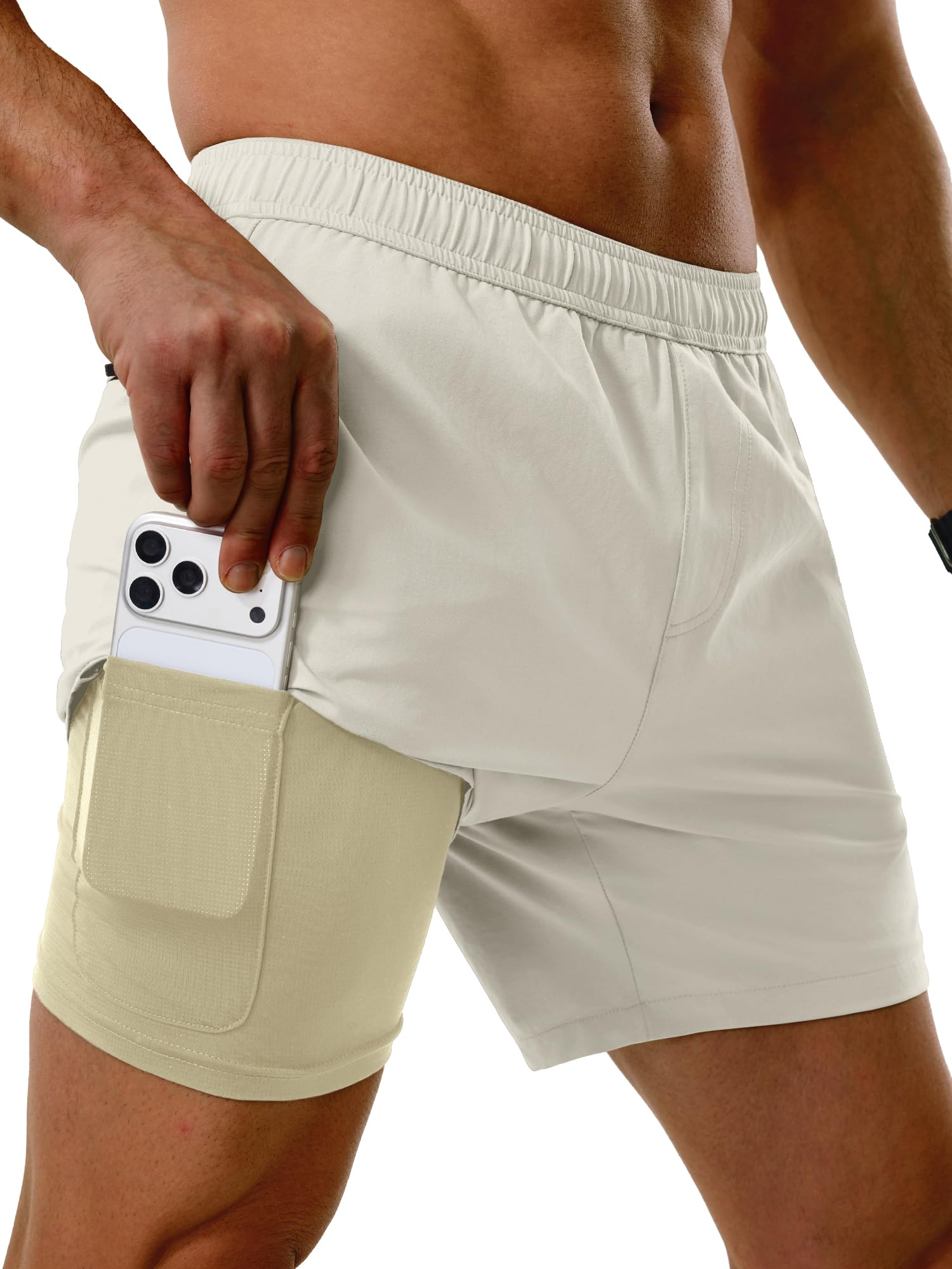 Comdecevis Mens Running Shorts 5 Inch Inseam Quick Dry 2 in 1 Lightweight Gym Workout Athletic Shorts