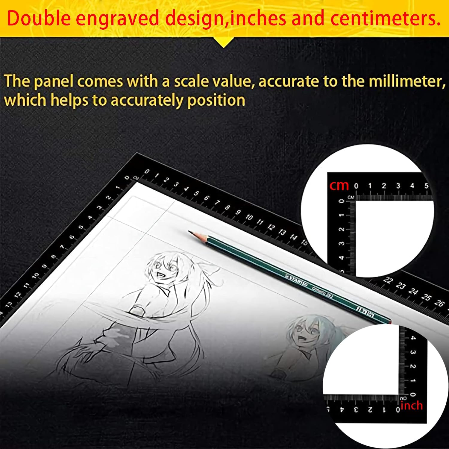 Extra Large Upgraded A1 LED Light Pad with Dual Scale (cm & inch), Ultra-Slim LED Light Box (35.4" × 23.6") for Diamond Painting, Tracing, Sewing, Sketching & Diamond Art