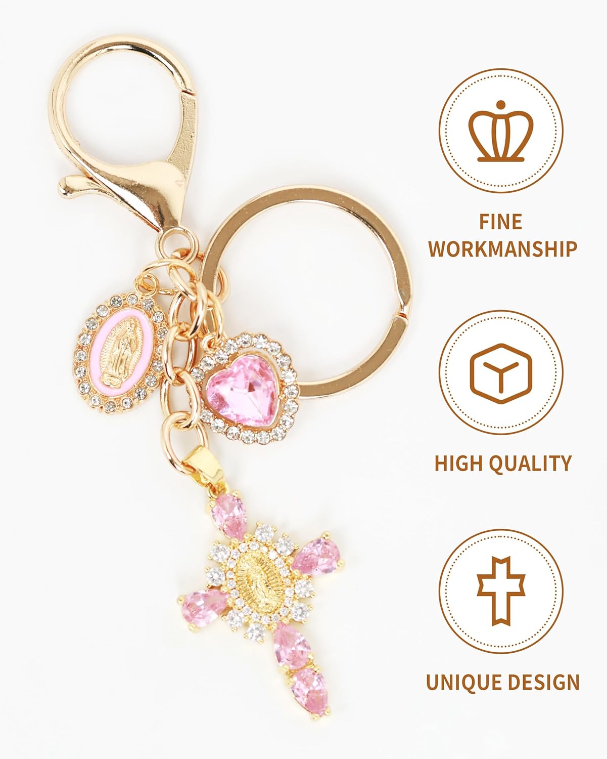 Cross Purse Charms Keychain- Sparkling Rhinestone Cross Key Chain Bag Charms Wallet Accessories - Image 4