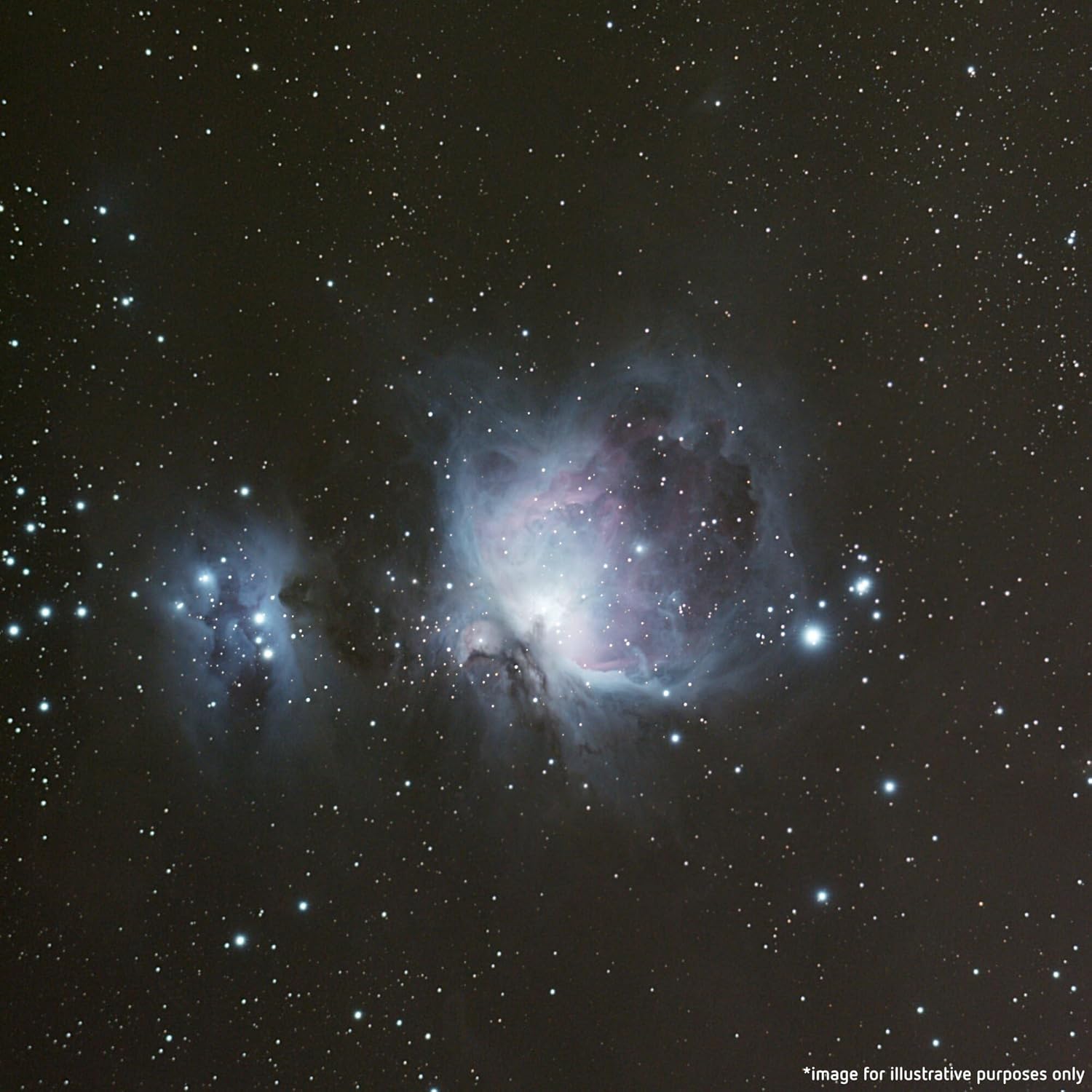 Illustrative image of the Orion Nebula as seen through a telescope