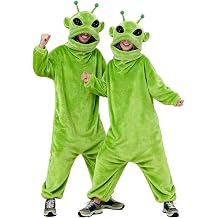 LZBXBXDA Alien Costume Adult, Alien Onesie Adult, Halloween Cosplay Pajamas Plush Loungewear for Women Men