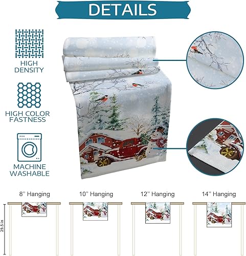 Miniatura 5 de Christmas Placemats Set of 6 with 72 Inches Long Table Runners, Cotton Linen Dining Table Runner Mats, Burlap Kitchen Tablerunner and Placemat Set