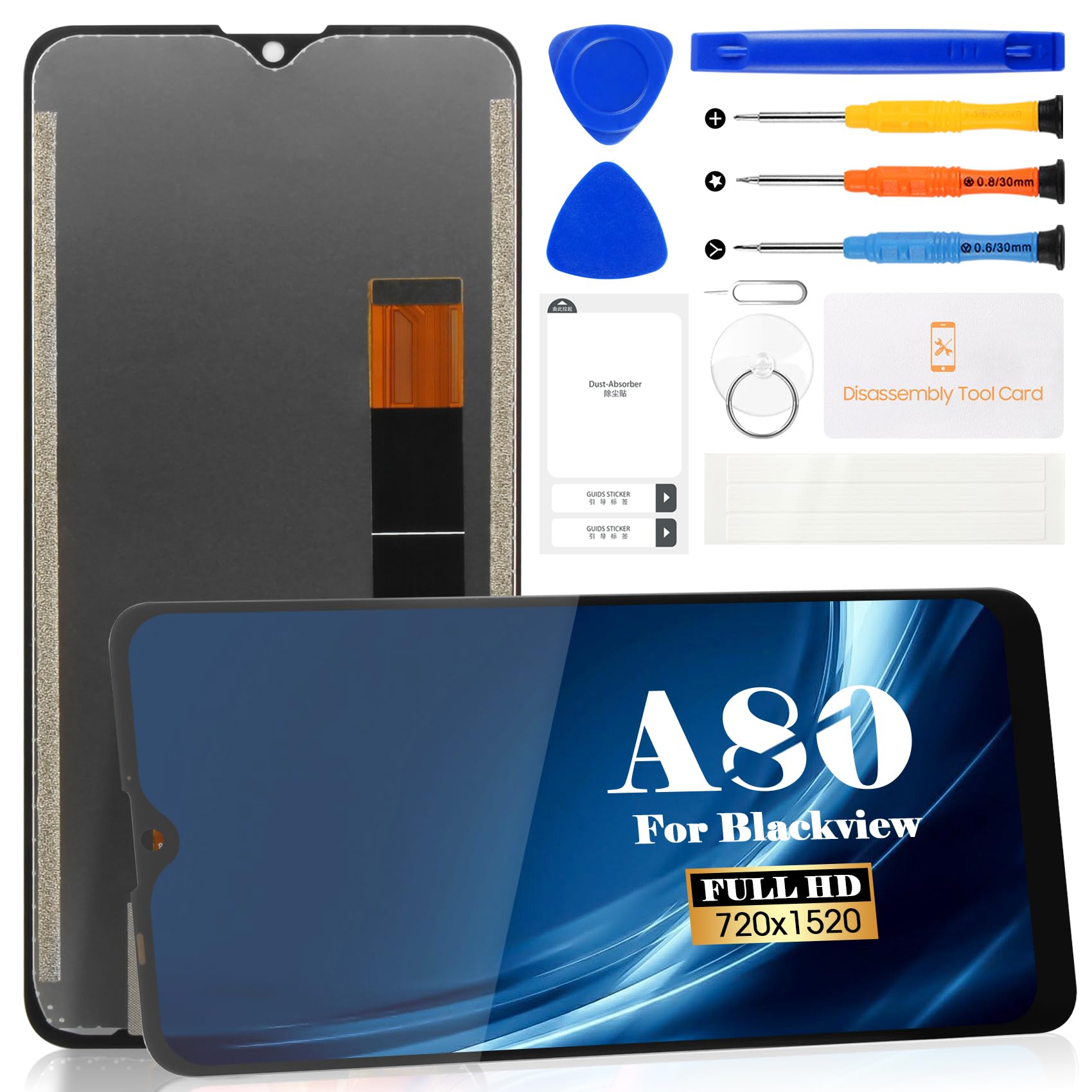 Écran LCD Blackview A80 pour Blackview A 80 Écran de remplacement pour A80 Touch Digitizer Kit de réparation (noir sans cadre)