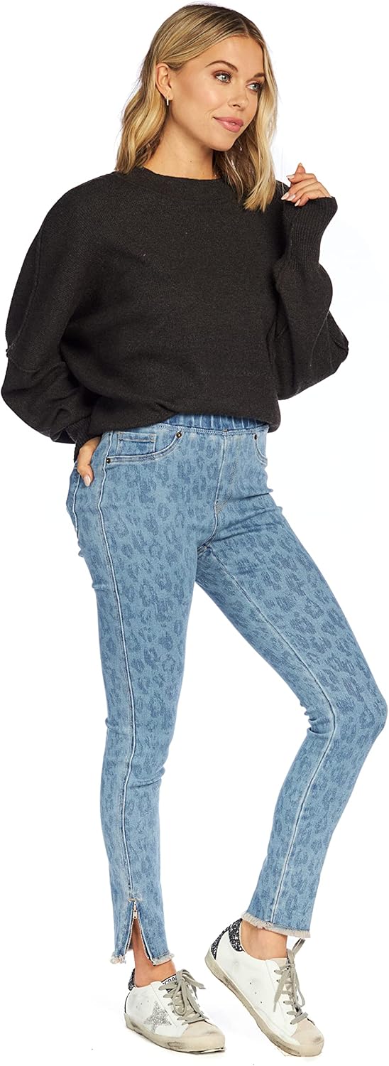Mud Pie Women's Mud Pie Jetta Zipper Womens Jeans, Large, Blue Leopard