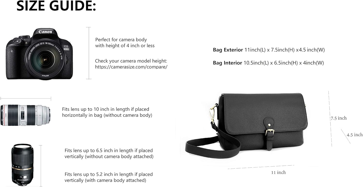 Best Cyber Monday 🔥 DSLR Camera Purse for Women, Stylish Genuine Leather Shoulder Camera Bag for Travel, Vintage Crossbody Messenger Case Fits Canon Nikon Sony Olympus Digital SLR and Mirrorless Camera by Meliae (Black) Best Cyber Monday 🔥 DSLR Camera Purse for Women, Stylish Genuine Leather Shoulder Camera Bag for Travel, Vintage Crossbody Messenger Case Fits Canon Nikon Sony Olympus Digital SLR and Mirrorless Camera by Meliae (Black)