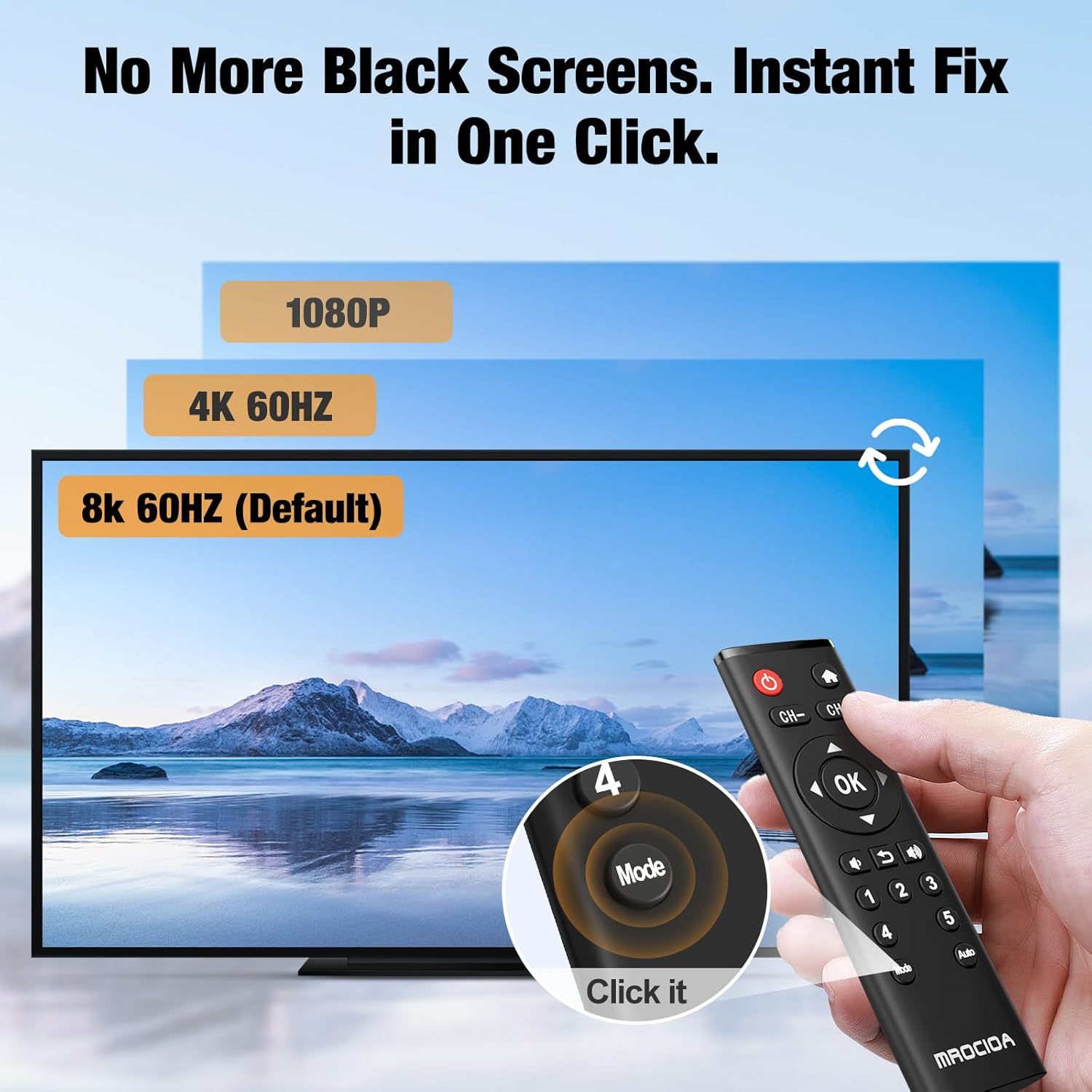 Mrocioa 8K HDMI 2.1 Switch 5 in 1 Out with Universal Remote/iOS App, HDMI Switch 4K 120Hz, Support ARC, Res Adjust, HDCP2.3, HDR, ALLM/VRR, CEC, Dolby, for PS5, Xbox Series X, Applt TV, Fire TV etc.