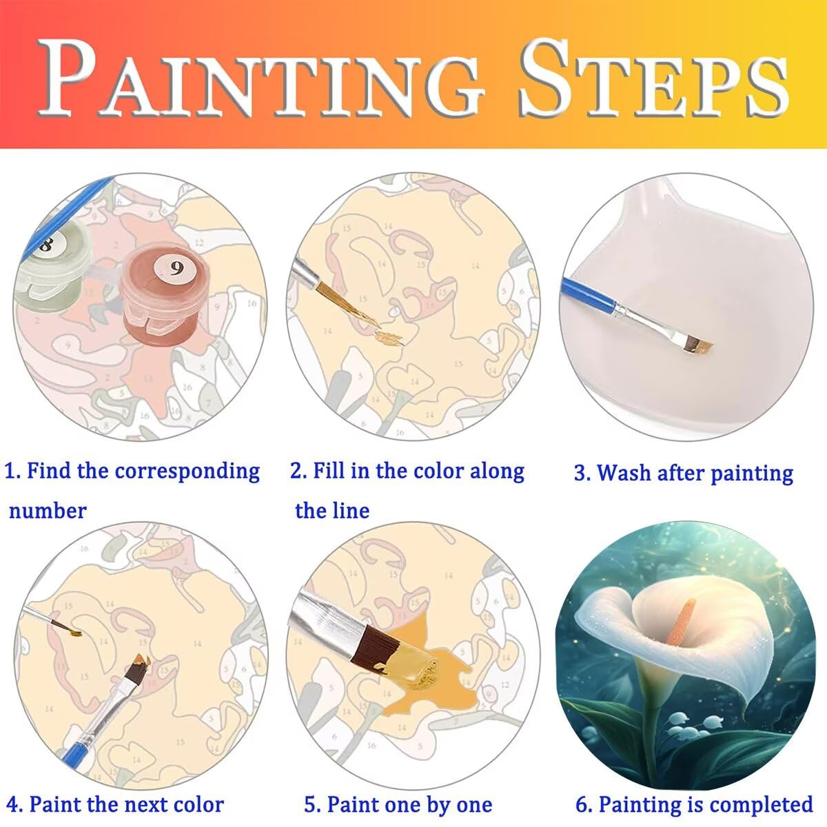 Dipingere con i Numeri Fiore, Paint by Numbers Adulti Paesaggio, Fai da te Creativi Adulti Quadri da Dipingere Numerati Kit per Decorazione Della Parete di Casa, Regalo 100x135 cm Senza Cornice 3U-P