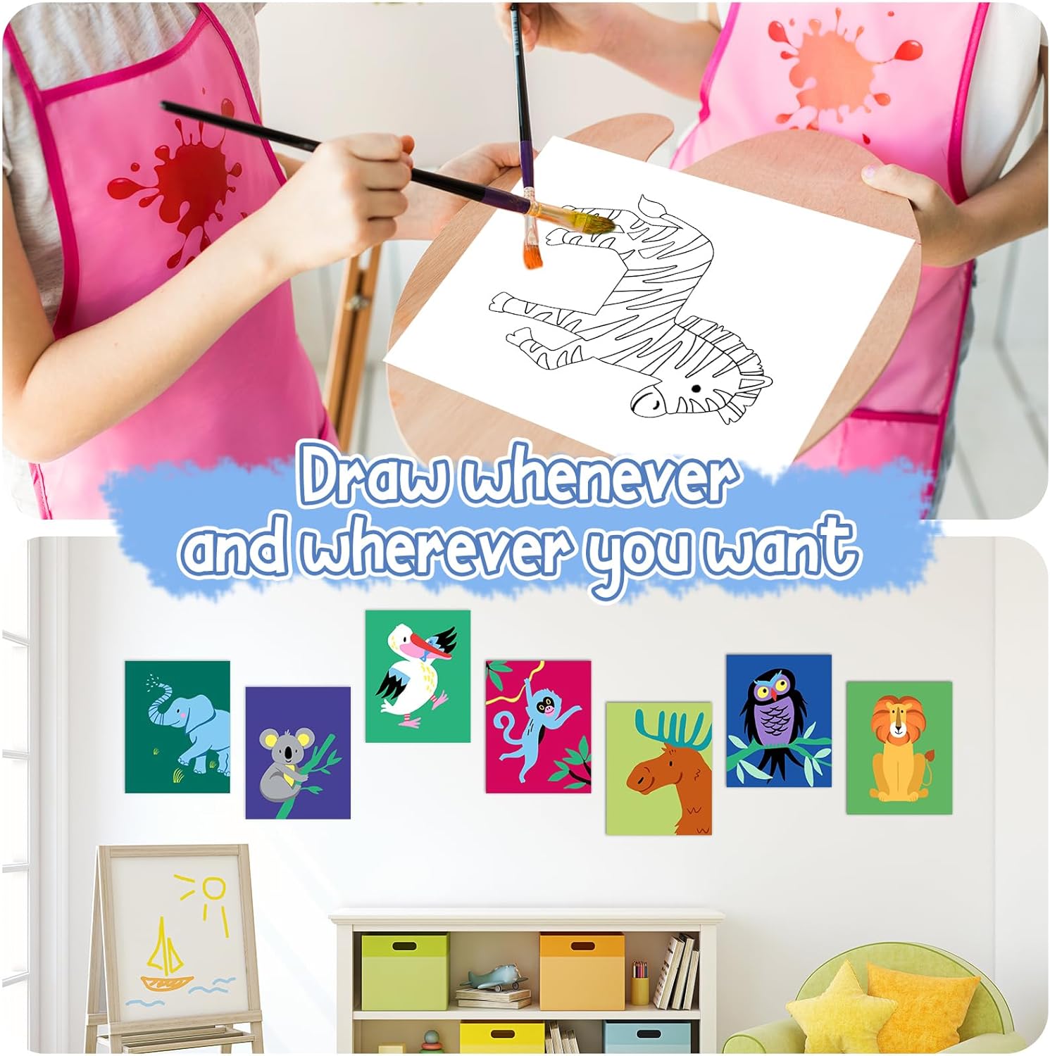 FYSUIMU 20Pcs Pre Drawn Canvas for Painting for Boys Girls Animal Pre Printed Canvas with Pictures to Paint Gift for Kids Beginners Students DIY Paint Art Supplies, 8 x 10 Inch