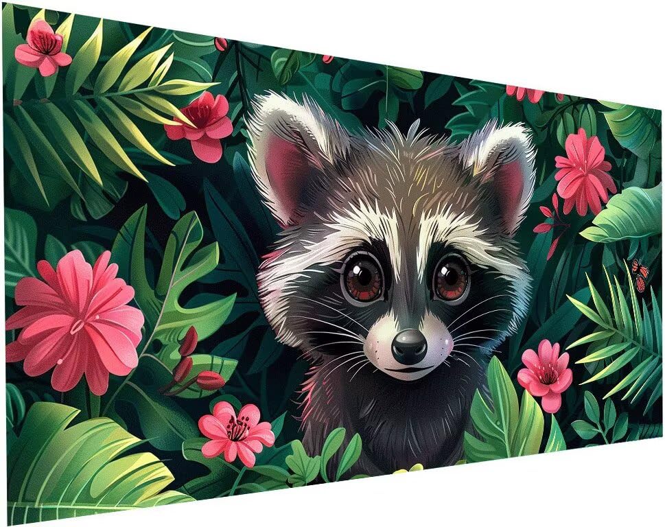 Broderie diamant kit fleur et ours 80x160 cm pour grand tableau d'art DIY