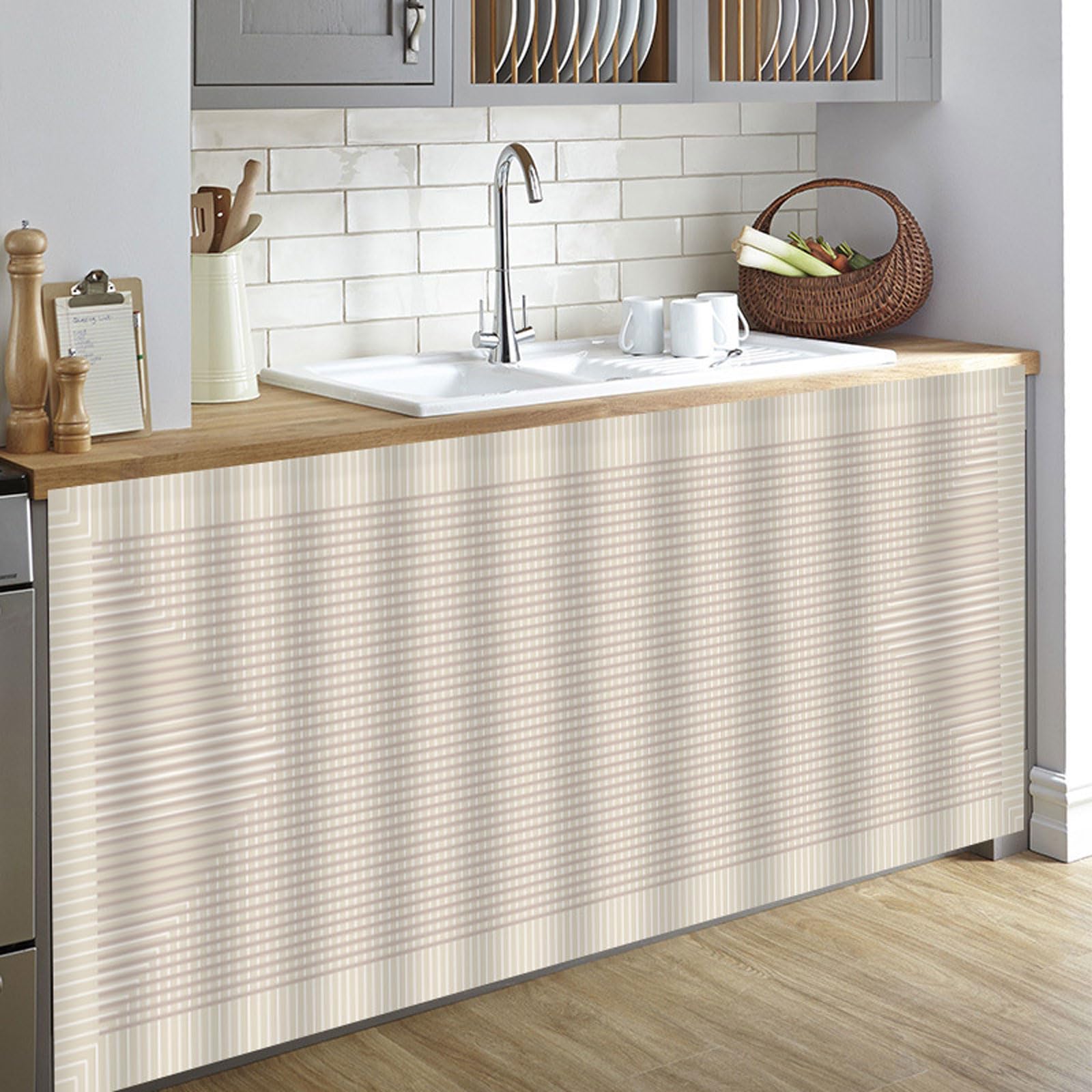 Cammeciso Style A Curtains Under The Sink,Cabinet Curtains For Shelves,Bookcase Dustproof Curtain,Wardrobe Kitchen Cabinet Curtain,Self-Adhesive,Good Drape,For Wardrobes,Bookshelves,Shoe Cabinets