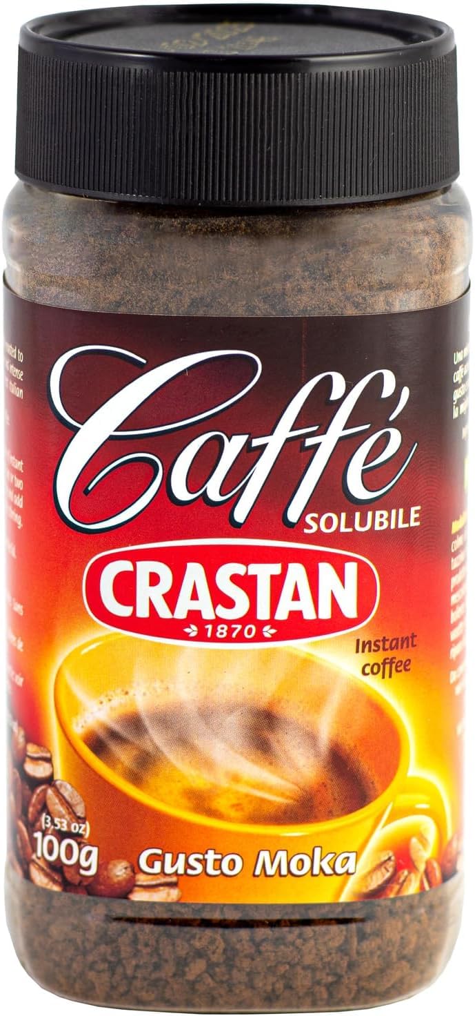 Italian Gourmet Löslicher Kaffee Instantkaffee Geschmack Mokka, intensives Aroma, schnell löslich, Großpackung 12 x 100 g für Latte, Desserts & Reisen + Italian Gourmet Polpa