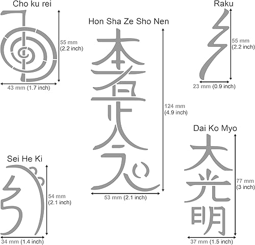 Miniatura 3 de Aleks Melnyk No.100 Usui Reiki Símbolos, Plantilla de Metal Pirografía, Plantilla Namaste Japonesa, Letra China, Dai Ko Myo, Plantilla Artesanal de