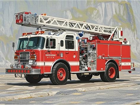 Aphila Fire Engine Truck Diamond Art 5D Diamond Painting DIY Kits Full Round Drill Bead Rhinestones by Number Stitch Embroidery Arts and Crafts for Living Room Bedroom Home Wall Decor 12x16 inch