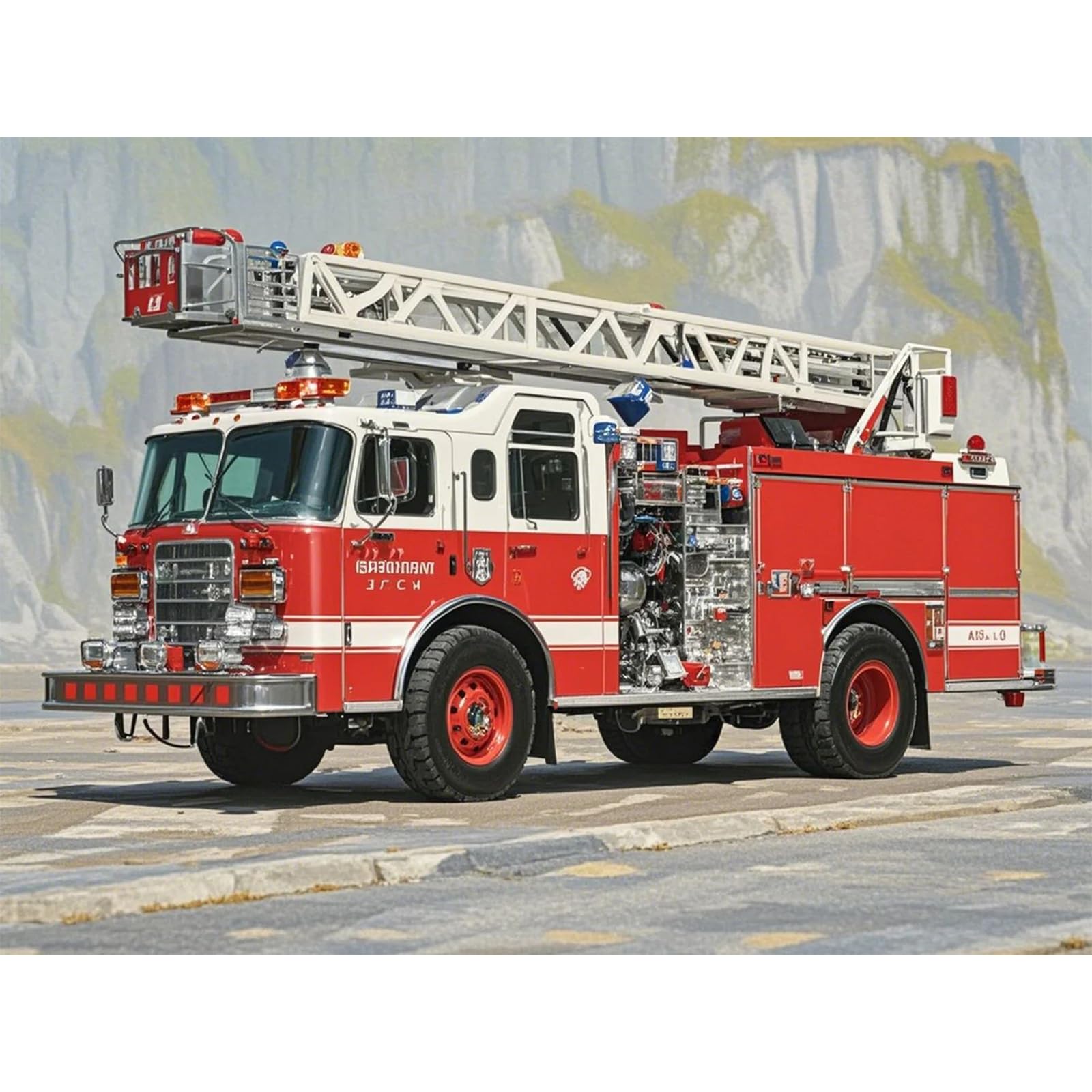 Aphila Fire Engine Truck Diamond Art 5D Diamond Painting DIY Kits Full Round Drill Bead Rhinestones by Number Stitch Embroidery Arts and Crafts for