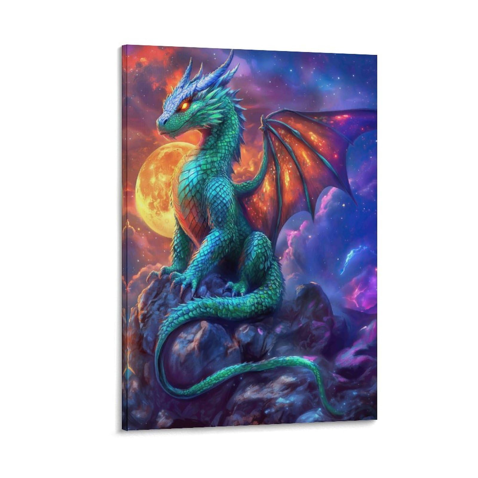 DHBANEIOK Fantasy Dragon Art_1 Poster Artwork Canvas Prints Picture Modern Wall Art Picture Wall Hanging for Bathroom Wall Decor 24x36inch(60x90cm)