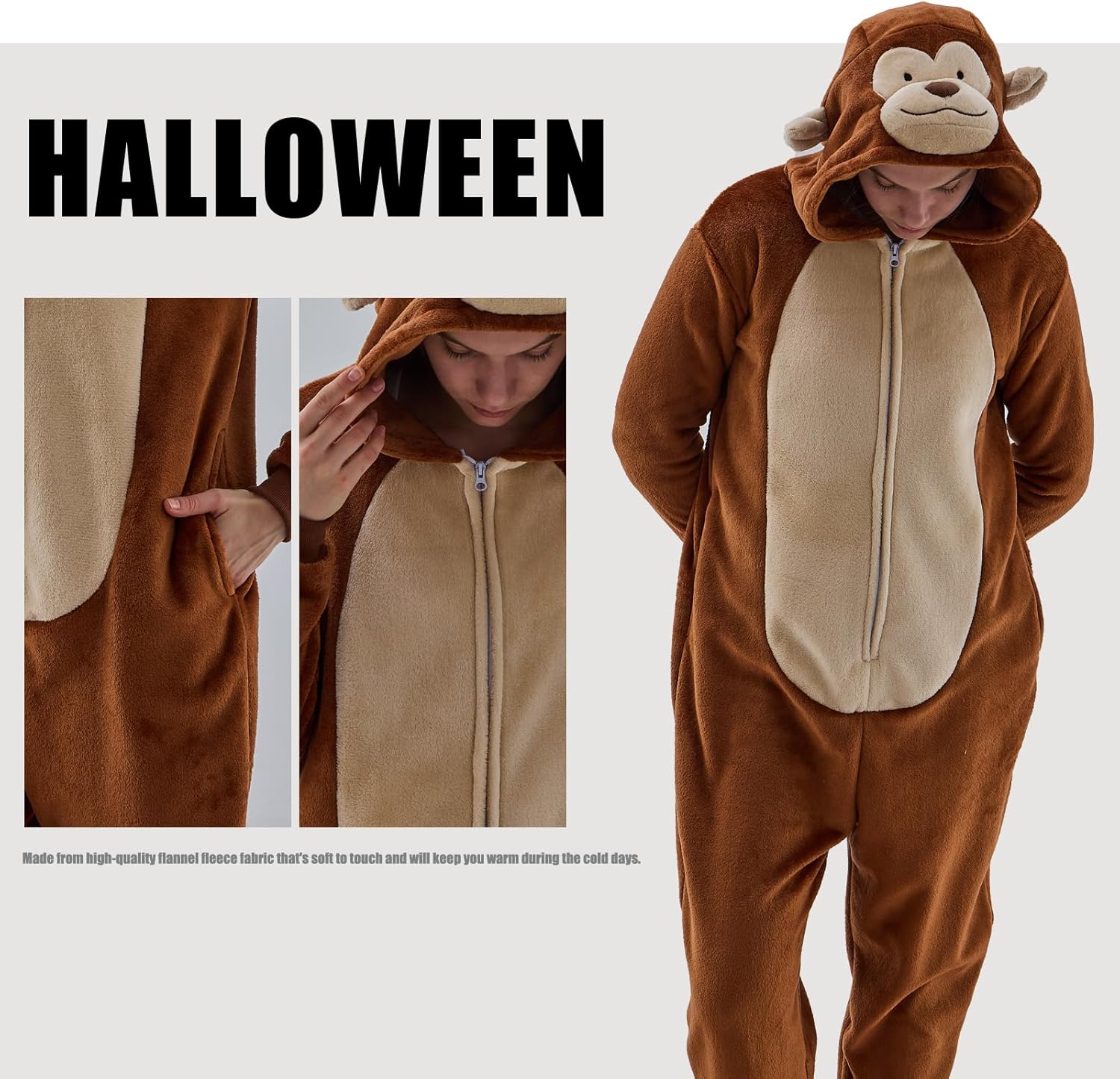 Unisex Adult Onesie Pajamas Animal One Piece Snug Fit Halloween Costume Sleepwear Homewear - Image 6