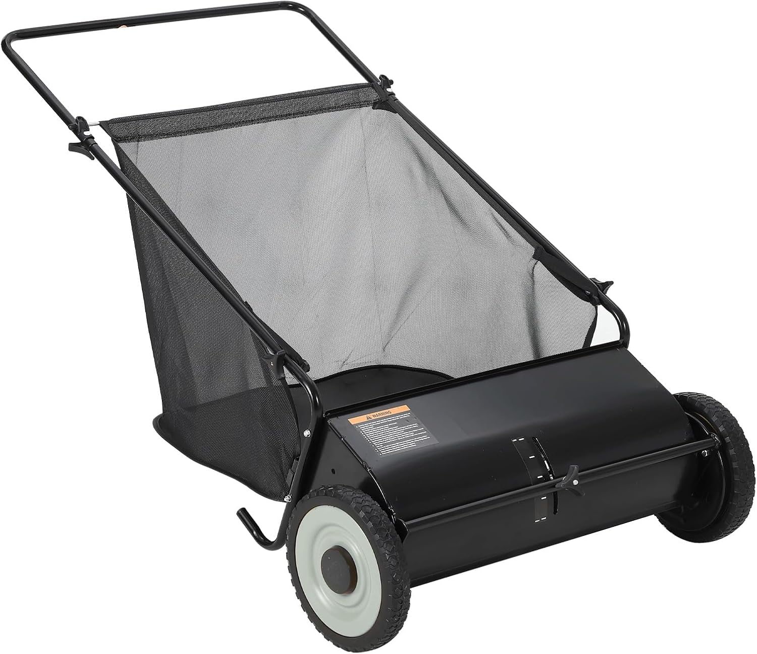 Garvee 26 in Push Lawn Sweeper, 7 Cu. Ft. Hopper Capacity Grass Sweeper, Manual Push Yard Sweeper with Height Adjustment & 4 Fast Spinning Brushes for Grass Clippings, Leaves & Debris, Black