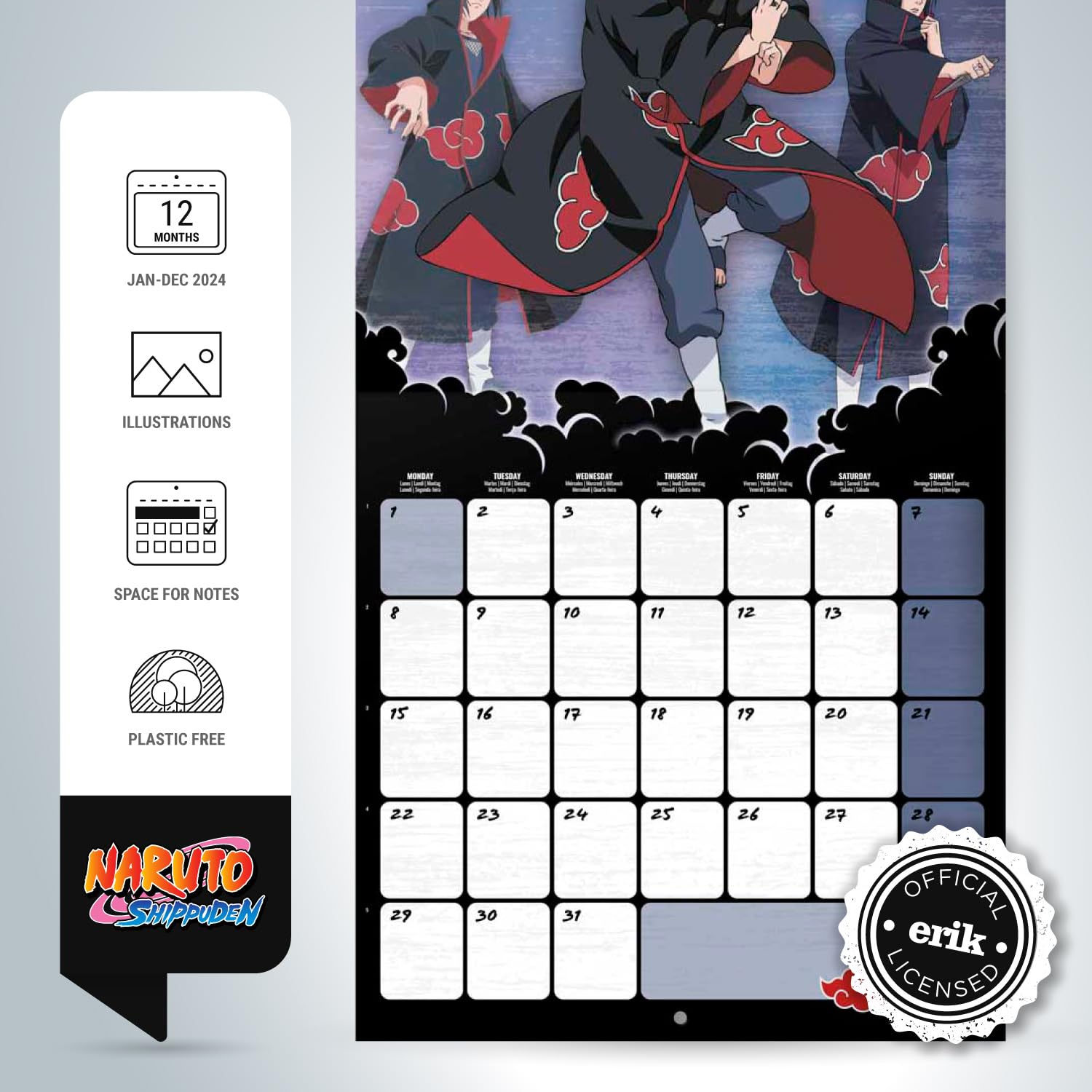 Grupo Erik Naruto Wall Calendar 2024 12" x 12", Klein - Image 2