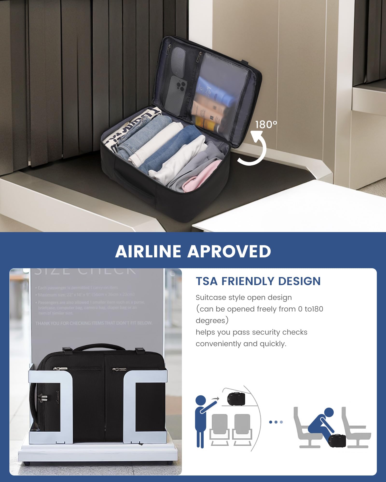 LOVEVOOK Ryanair - Zaino da viaggio da 40 x 20 x 25 cm, da viaggio, da 20 l, leggero, piccolo, per Eurowings Wizz Air Easyjet Fligh