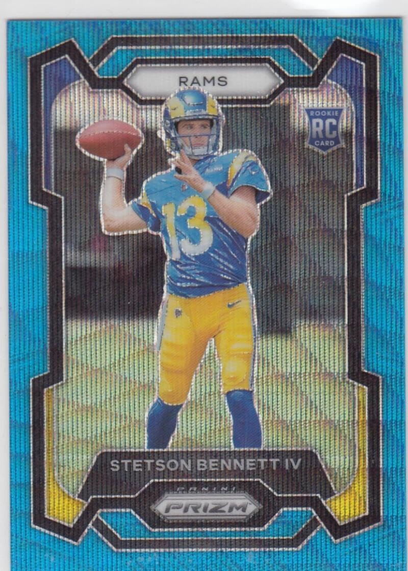 Football Trading Card NFL 2023 Panini Prizm Prizm Blue Wave #358 Stetson Bennett IV NM Near Mint RC Rookie 148/199 Rams