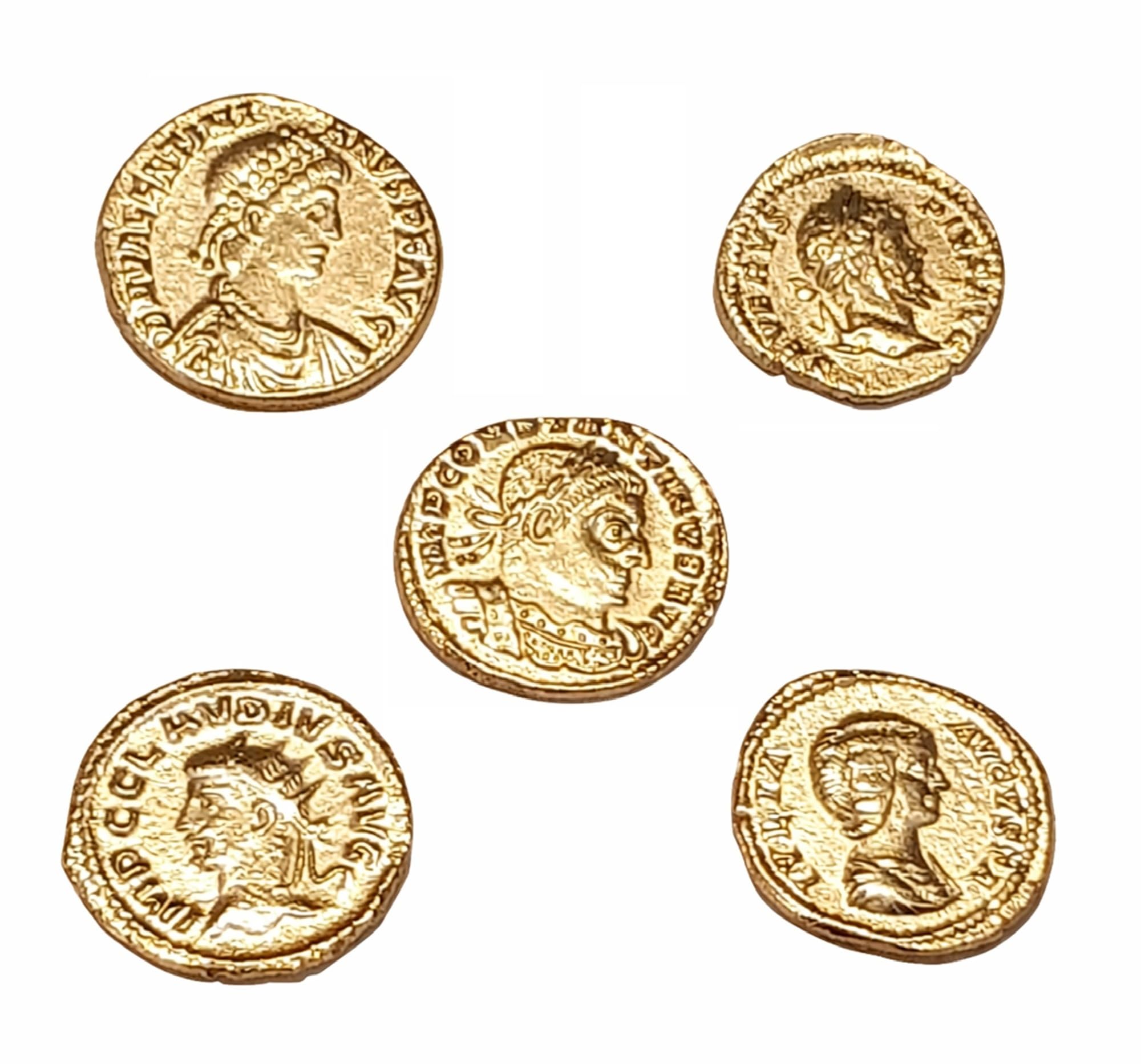 Monedas romanas imperiales antiguas chapadas en oro – Colección Set réplica emperadores romanos 5 piezas – Artesanía italiana, hecha a mano – Made in Italy