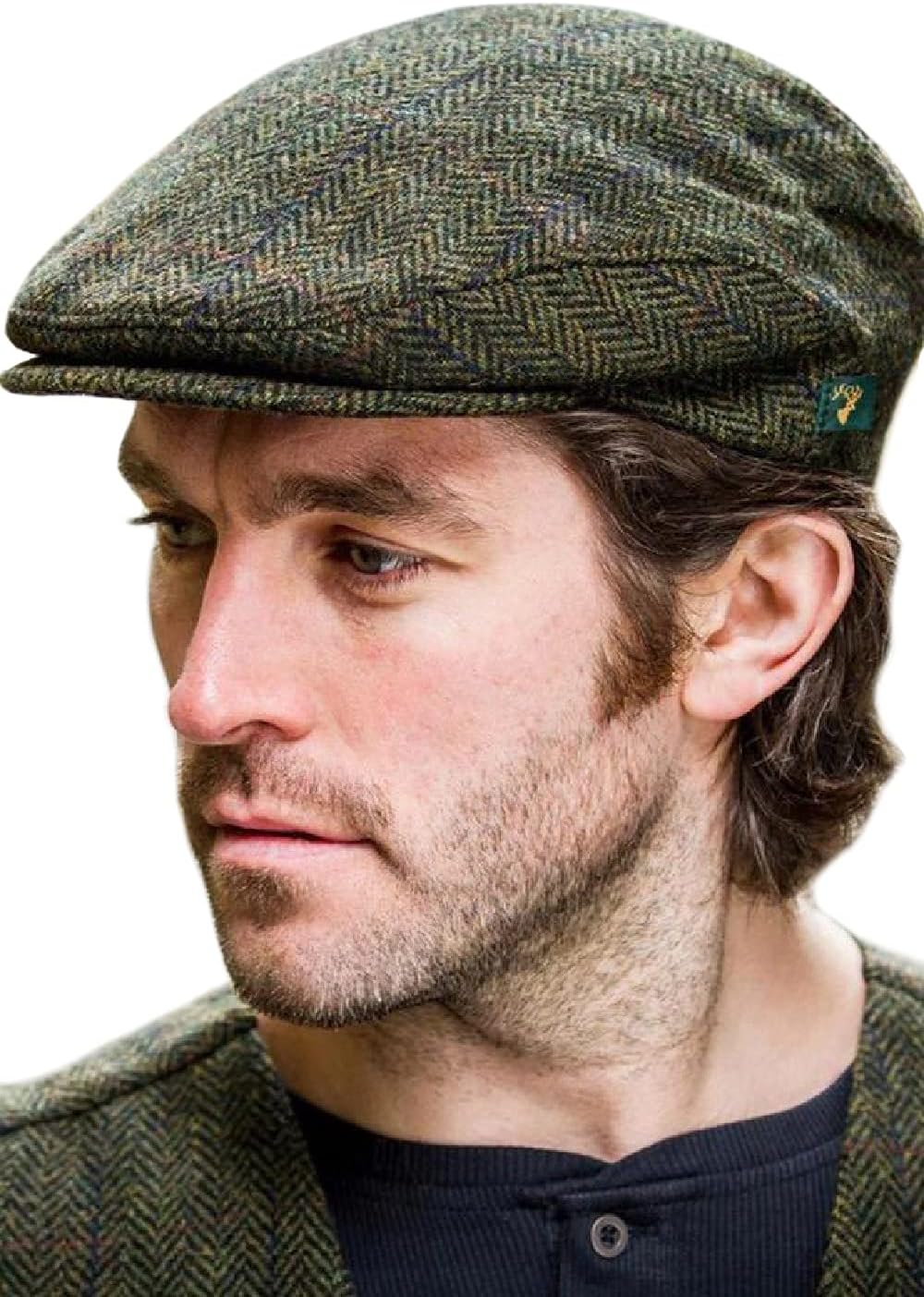 Irish Trinity Donegal Tweed Flat Cap, 100% Wool, Quilted Interior, Made in Ireland