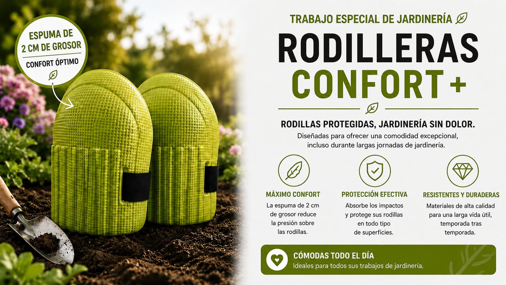 Kit Jardinería Ergonómico Verdorin - Taburete Plegable + 12 Herramientas Acero Inoxidable + Bolsa + Guantes + Rodilleras - Jardinería sin Dolor en la espalda ni en las Rodillas