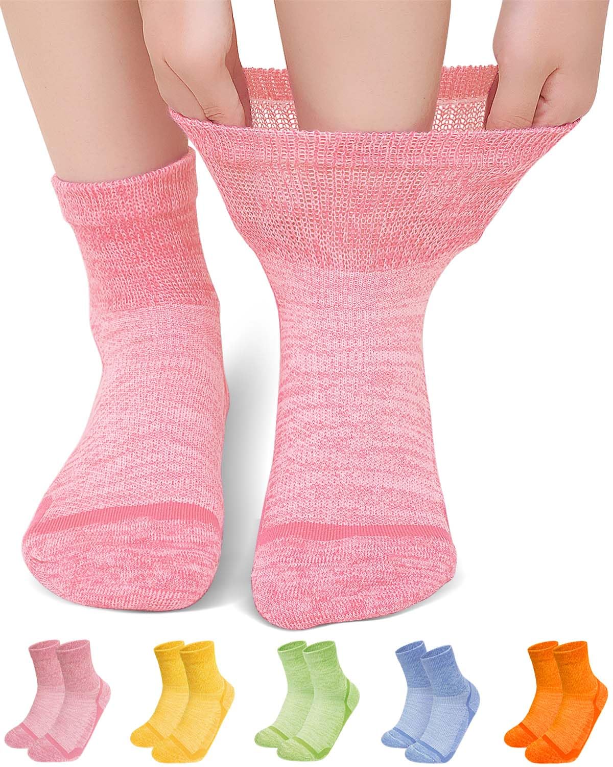Calcetines Diabeticos Hombre Mujer: Calcetines Bambu Sin Costuras Sin Goma Extra Anchos No Aprietan para Pies Hinchados