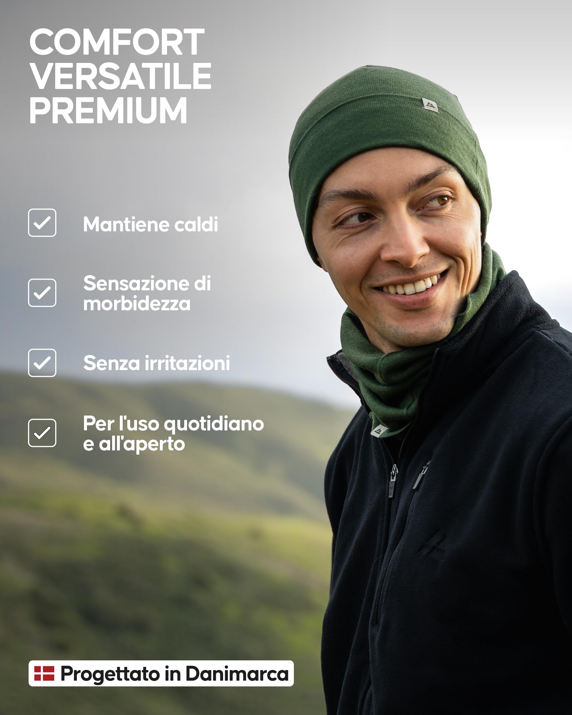 DANISH ENDURANCE Cappello Lana Merino, Berretto per Uomo e Donna, Beanie Sportivo