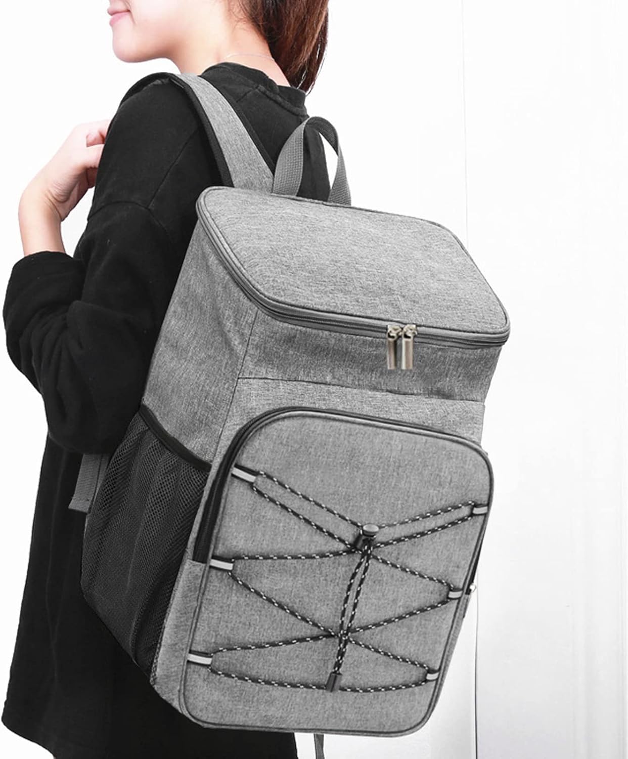 Insulated Backpack, 10.6 x 7.1 x 15.7Inch Camping Bag, Extra Large Thermal & Cooler Bag, Leak Proof Lightweight Lunch Backpack for Fruit, Drinks, Ice, Lunch, Beach, Travel, Camping