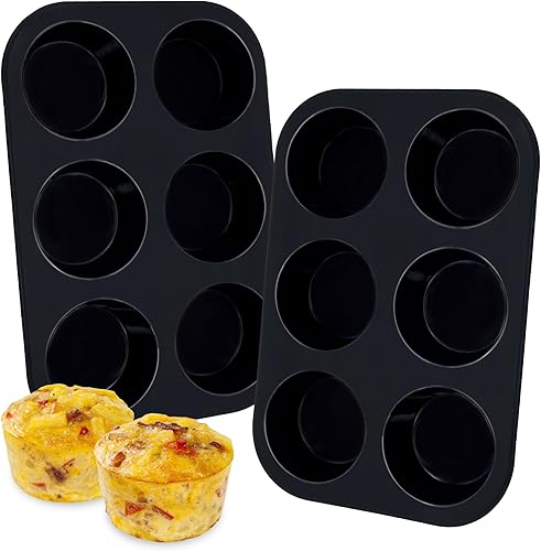 Inn Diary Molde de silicona para magdalenas con 6 cavidades, bandeja antiadherente para magdalenas, huevos, magdalenas, quiches, sin BPA, moldes