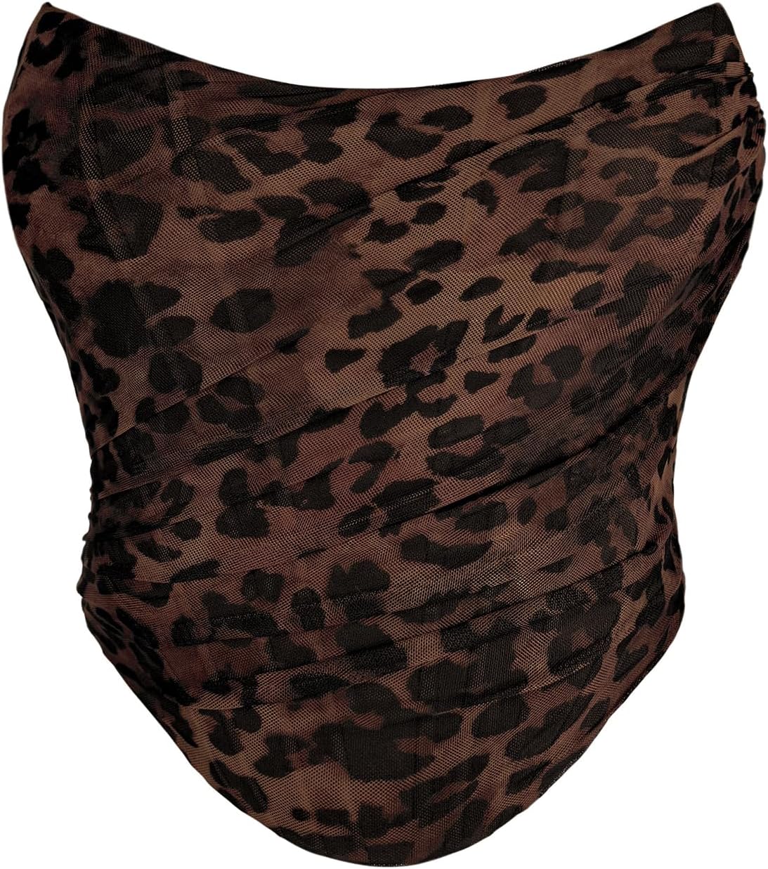 Women's Mesh Strapless Corset Crop Top Boned Vintage Sleeveless Overbust Zip Back Bodyshaper Going Out Bustier Tops