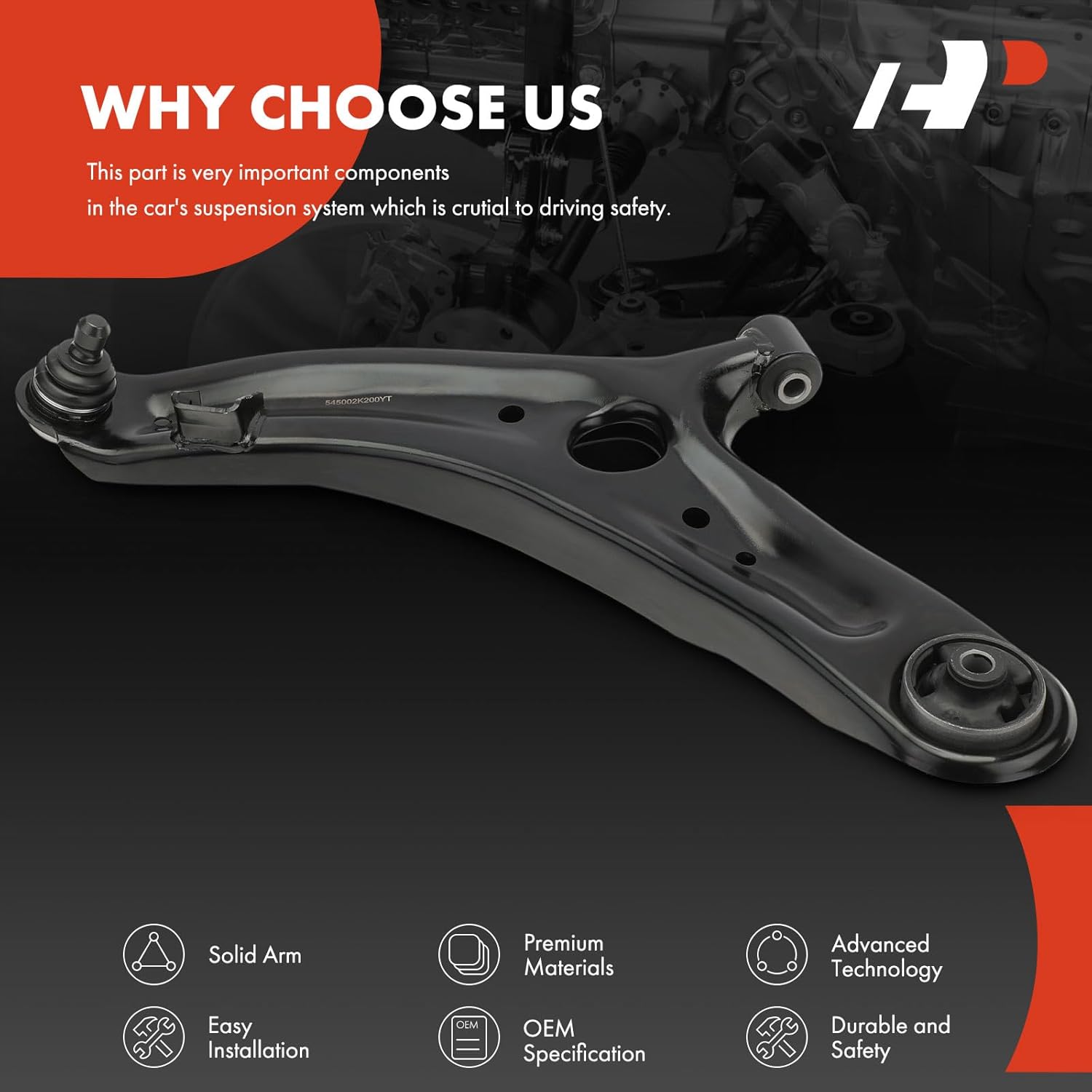 A-Premium Front Left Lower Control Arm, Compatible with Kia Soul 2010 2011 2012 2013, Automatic Transmission