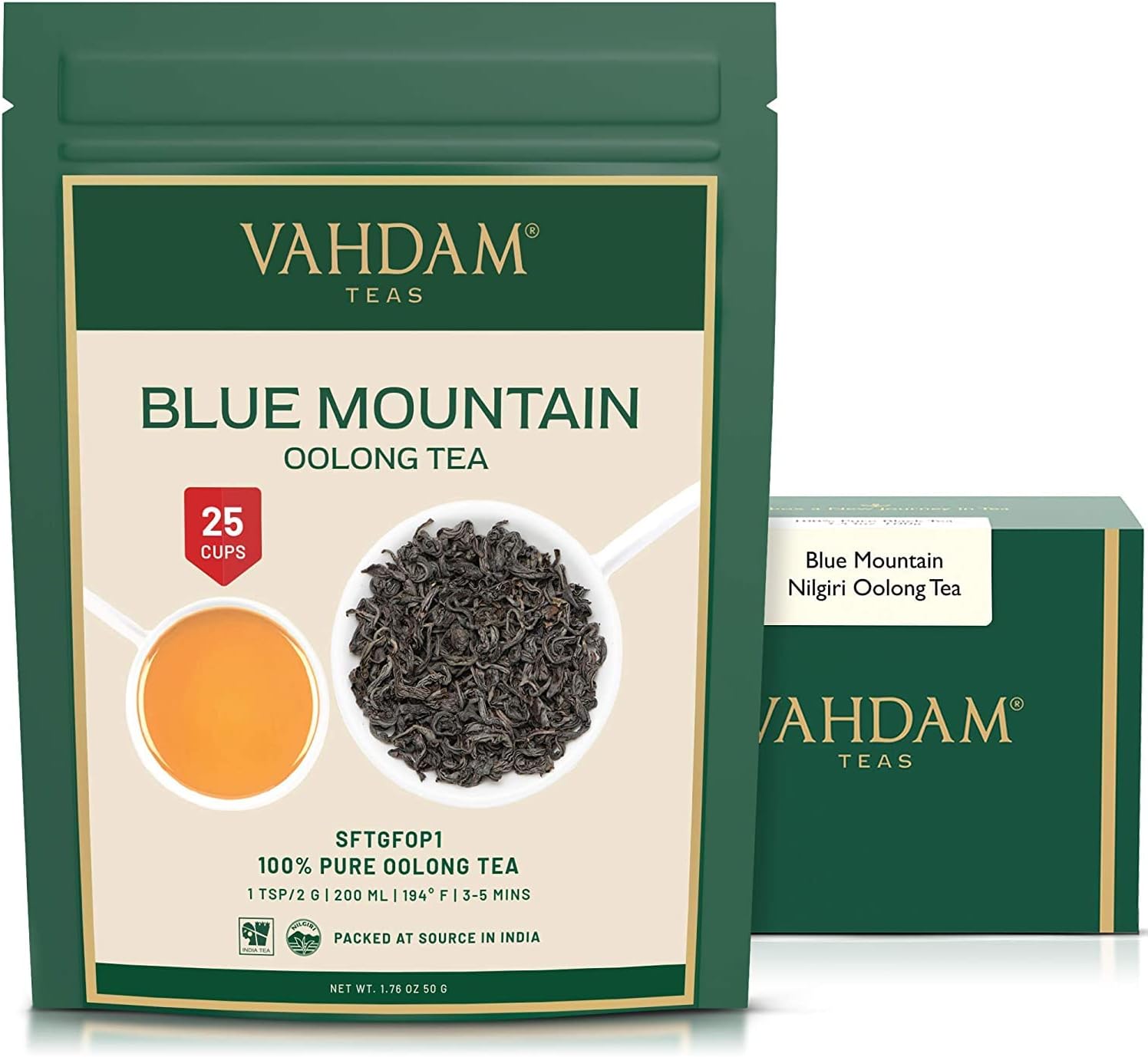 VAHDAM, Imperial Oolong Tea Leaves From The Blue Mountains 50g | Sourced Direct From High Mountain Estates In South India | Loose Leaf | Brew Hot Tea, Iced Tea Or Chai Latte