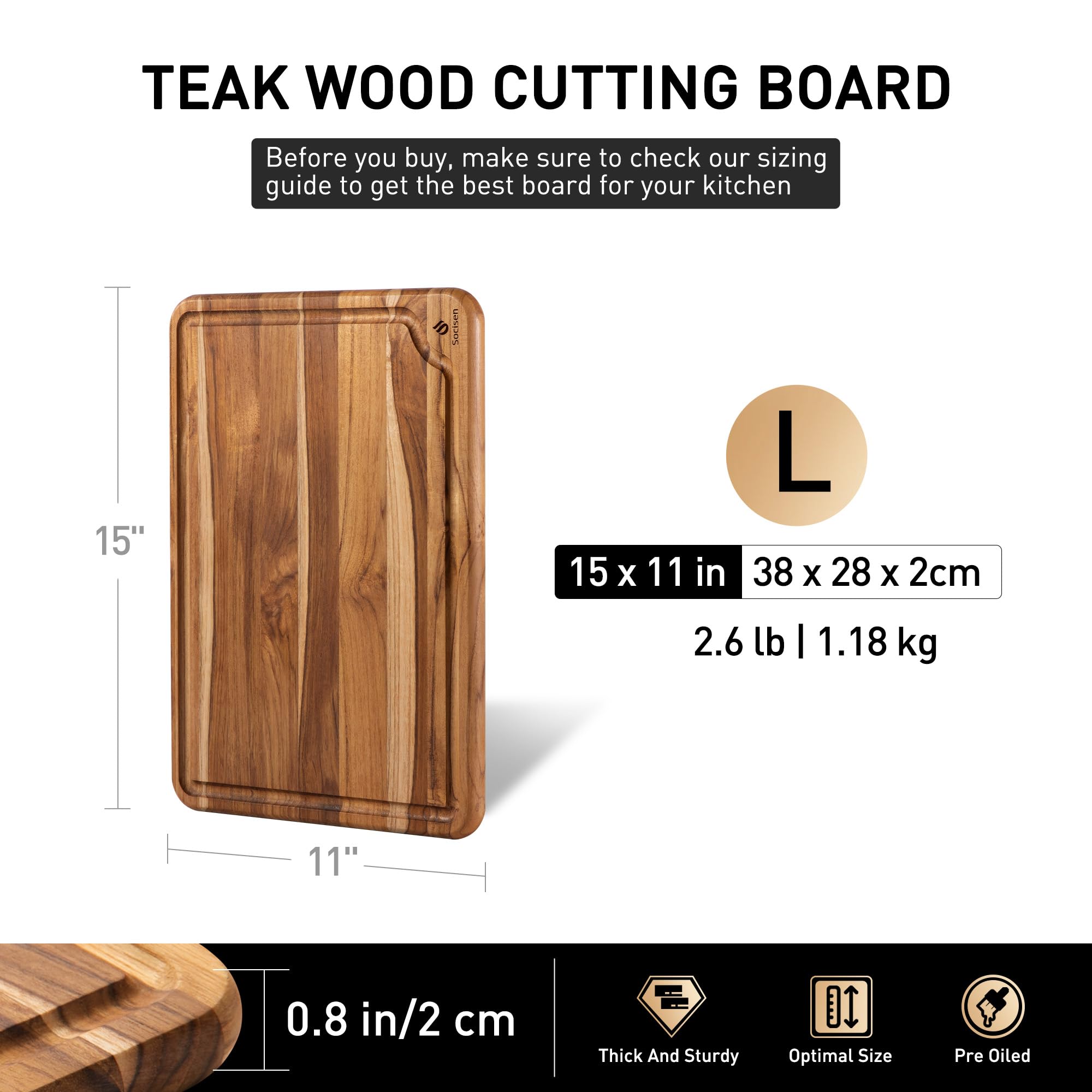 Teak Cutting Board 15inch Non Slip Over Sink Kitchen 2025 First Apartment Essentials Wooden Cutting Board New Home Must Haves Accessories House Warming Decor Housewarming Hostess Host Gifts L