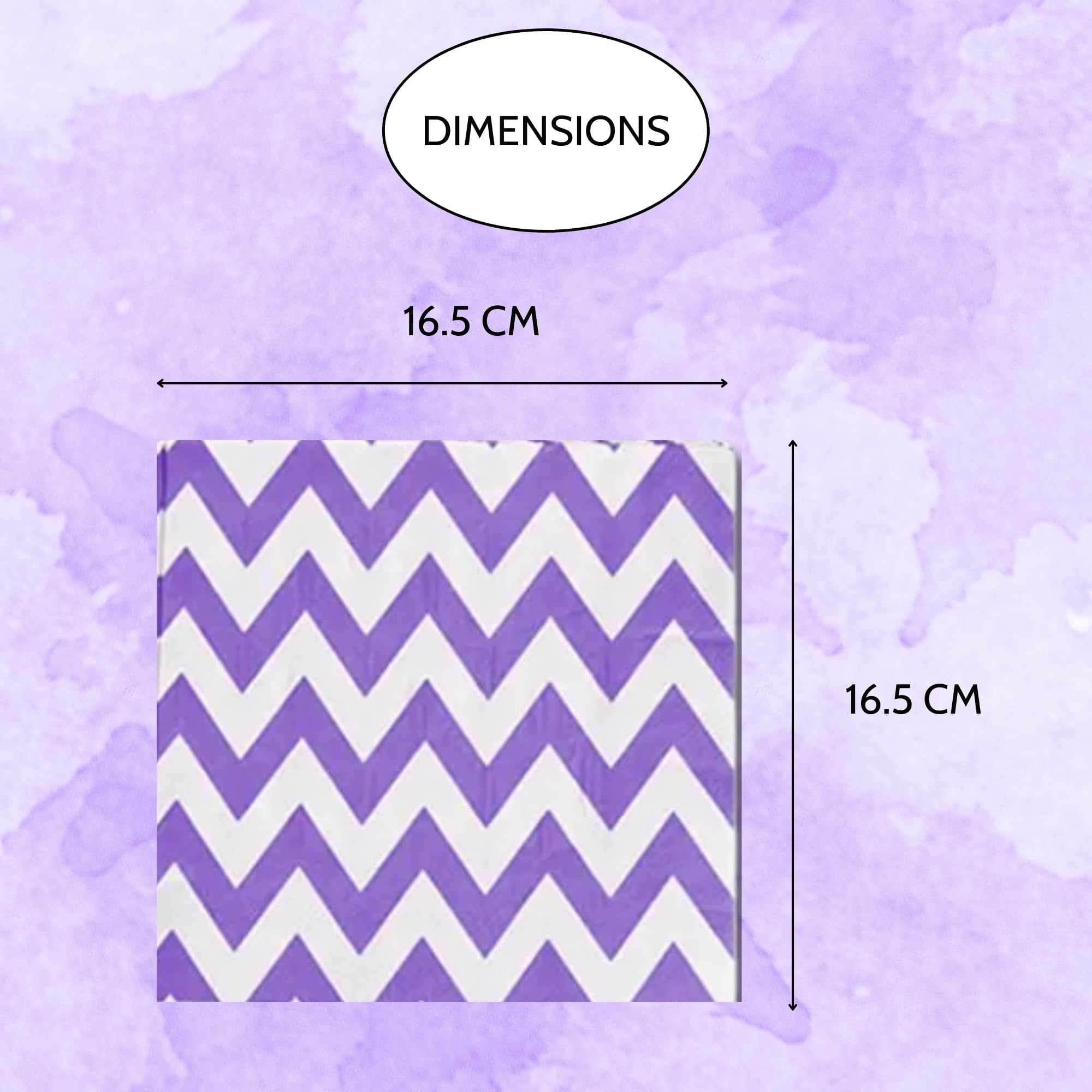 Party Anthem Purple Chevron Paper Napkins (Pack of 40) - Stylish Disposable Beverage Napkins for Kids Parties, Weddings, and Celebrations - 2-Ply, 16.5 cm Folded Size 1
