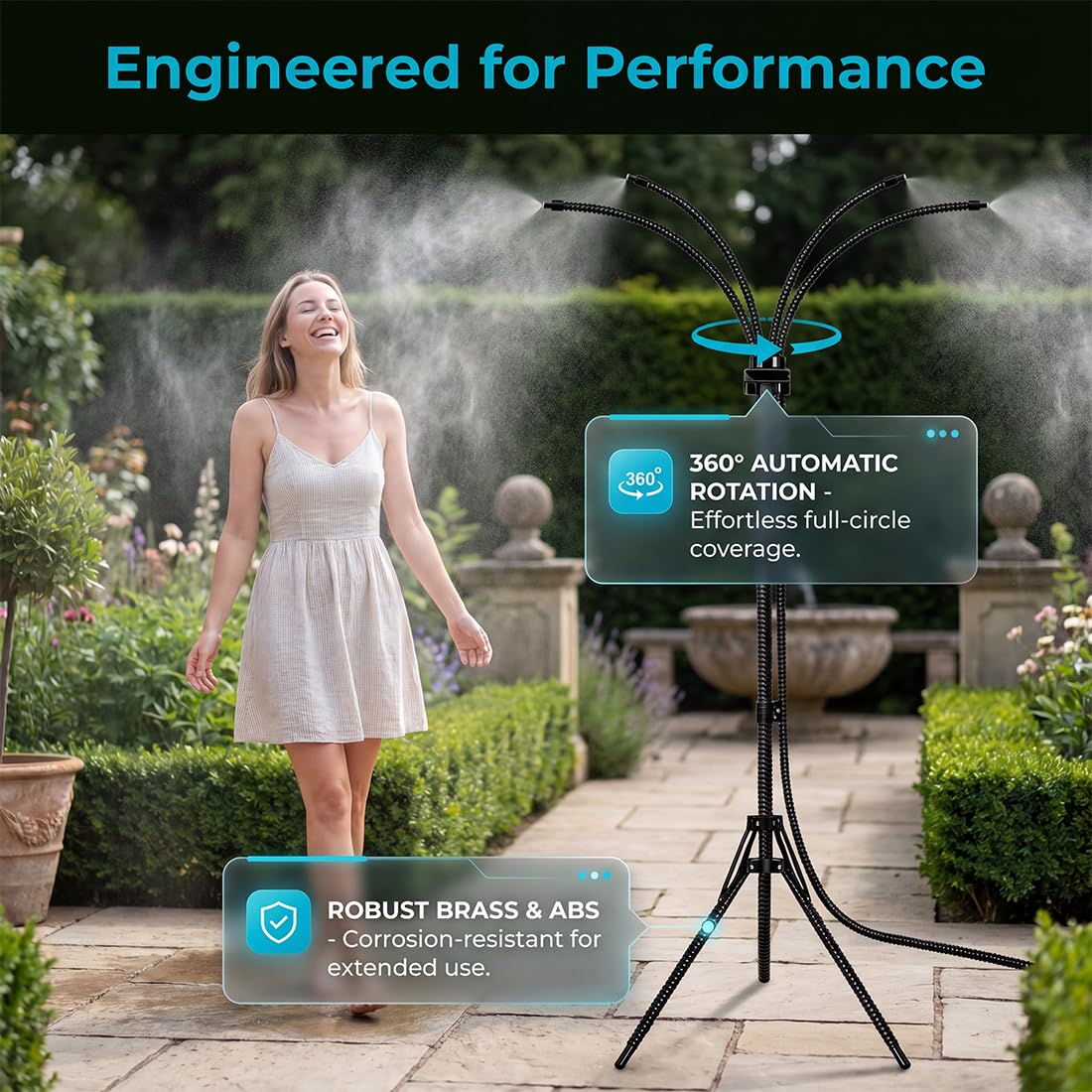 Brumisateur d'extérieur portable réglable 2026 m pour jardin, piscine et animaux de compagnie, brumisateur à 360 °, idéal pour rafraîchir l'arrière-cour