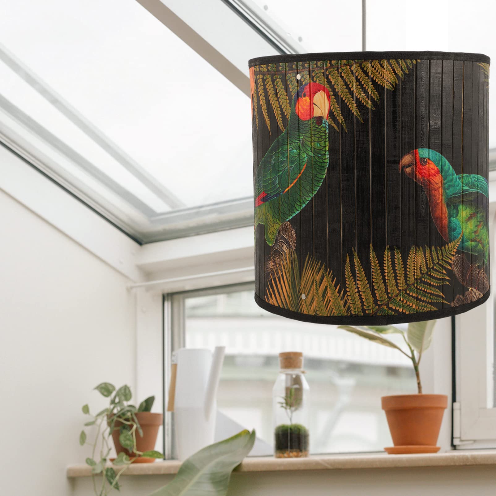Oriental Screen Lamp Shade Green & White Ceramic Lamp I Oriental